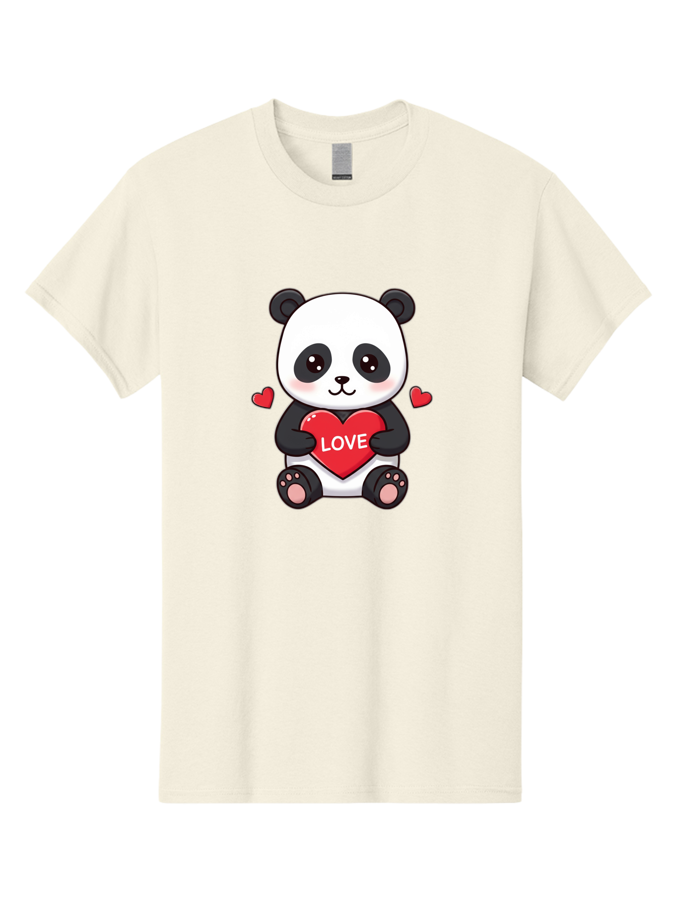 Love-Panda Men'S Graphic Tee, 100% Cotton, Comfortable Casual Summer Wear, Machine Washable, Cute Panda Bear, Love Heart, Red Heart With Love, Adorable Cartoon Character, Kawaii Illustration, Heartwarming Scene, Panda Love Bae486 4