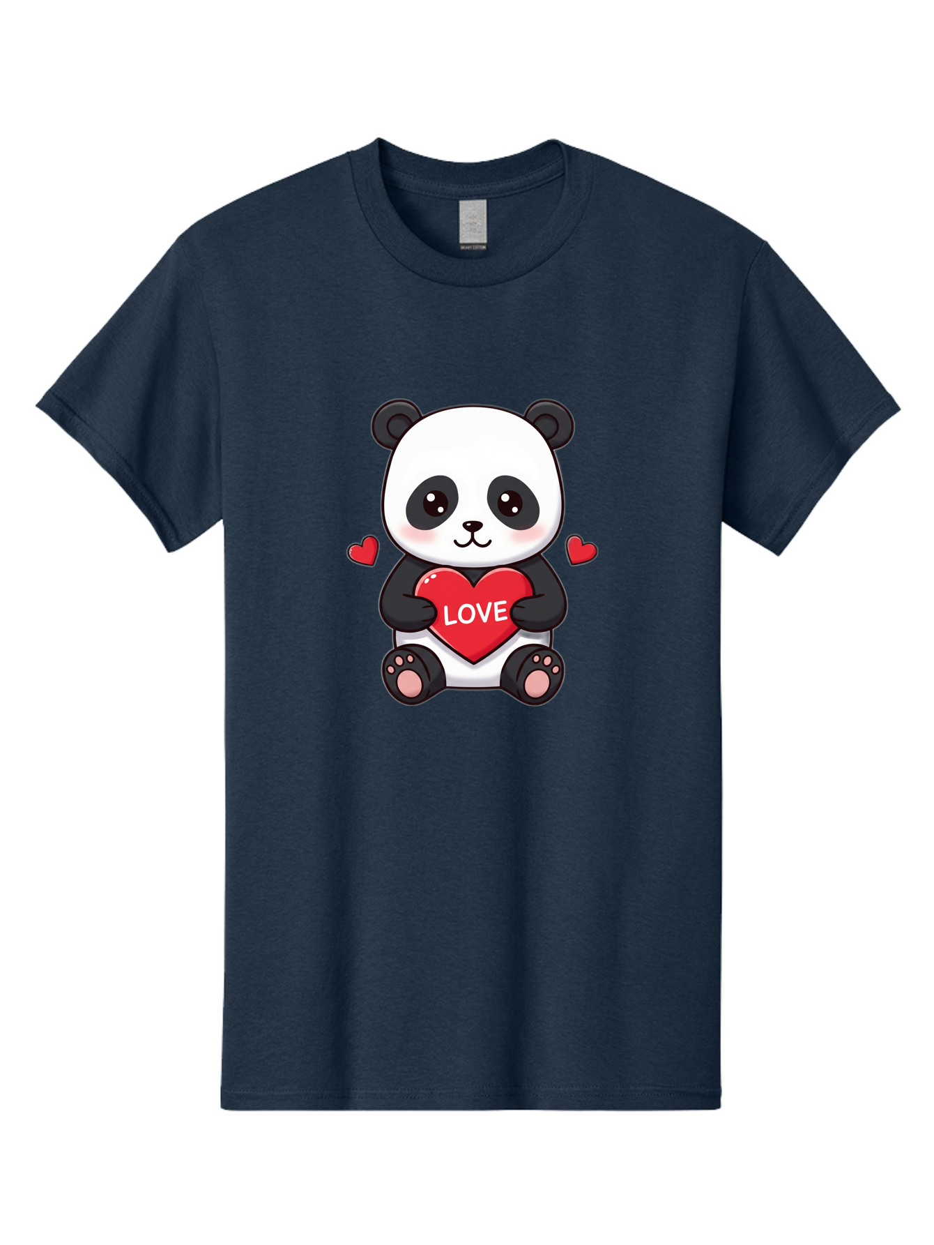 Love-Panda Men'S Graphic Tee, 100% Cotton, Comfortable Casual Summer Wear, Machine Washable, Cute Panda Bear, Love Heart, Red Heart With Love, Adorable Cartoon Character, Kawaii Illustration, Heartwarming Scene, Panda Love Bae486 12