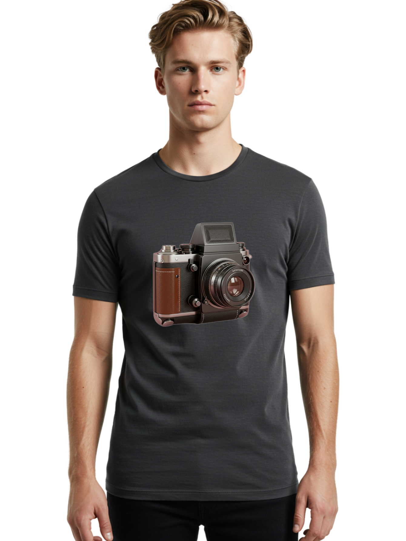Mamiya-Sekor-50Mm-F-1-7-Lens-On-Camera-Body Men'S Graphic Tee, 100% Cotton, Comfortable Casual Summer Wear, Machine Washable, Hasselblad 500C Camera, Medium Format Camera, Hasselblad Lens, Photography Equipment, Vintage Camera, Classic Design, Bae489 20