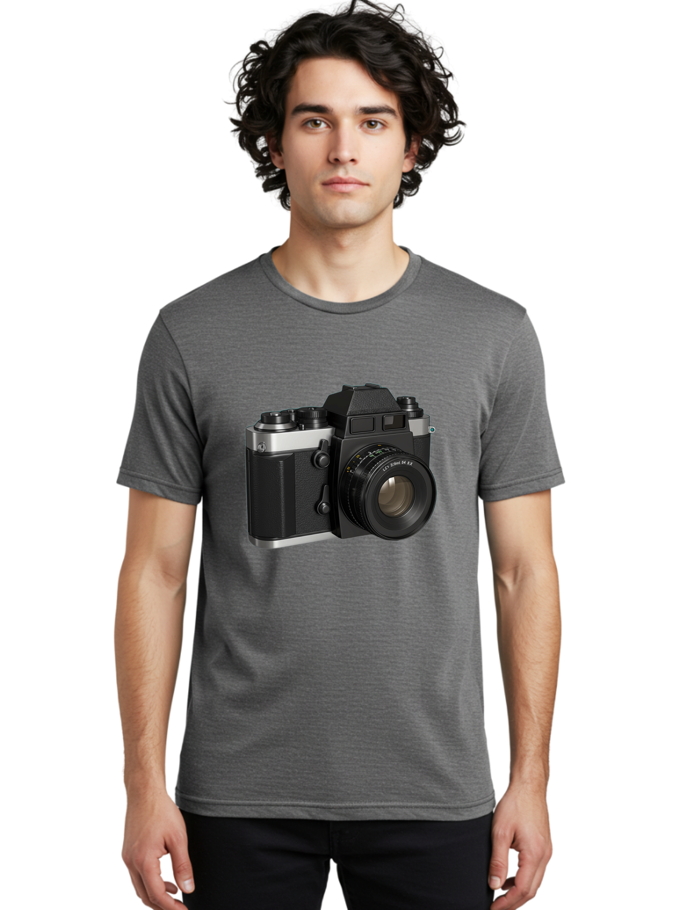 Mc-Lens-50Mm-F2 Men'S Graphic Tee, 100% Cotton, Comfortable Casual Summer Wear, Machine Washable, Vintage Camera, Photography Equipment, Film Camera, Classic Design, Black And Silver, Camera Lens, Photography Gear, Lc Ersin 28 Fx Lens Bae491 21