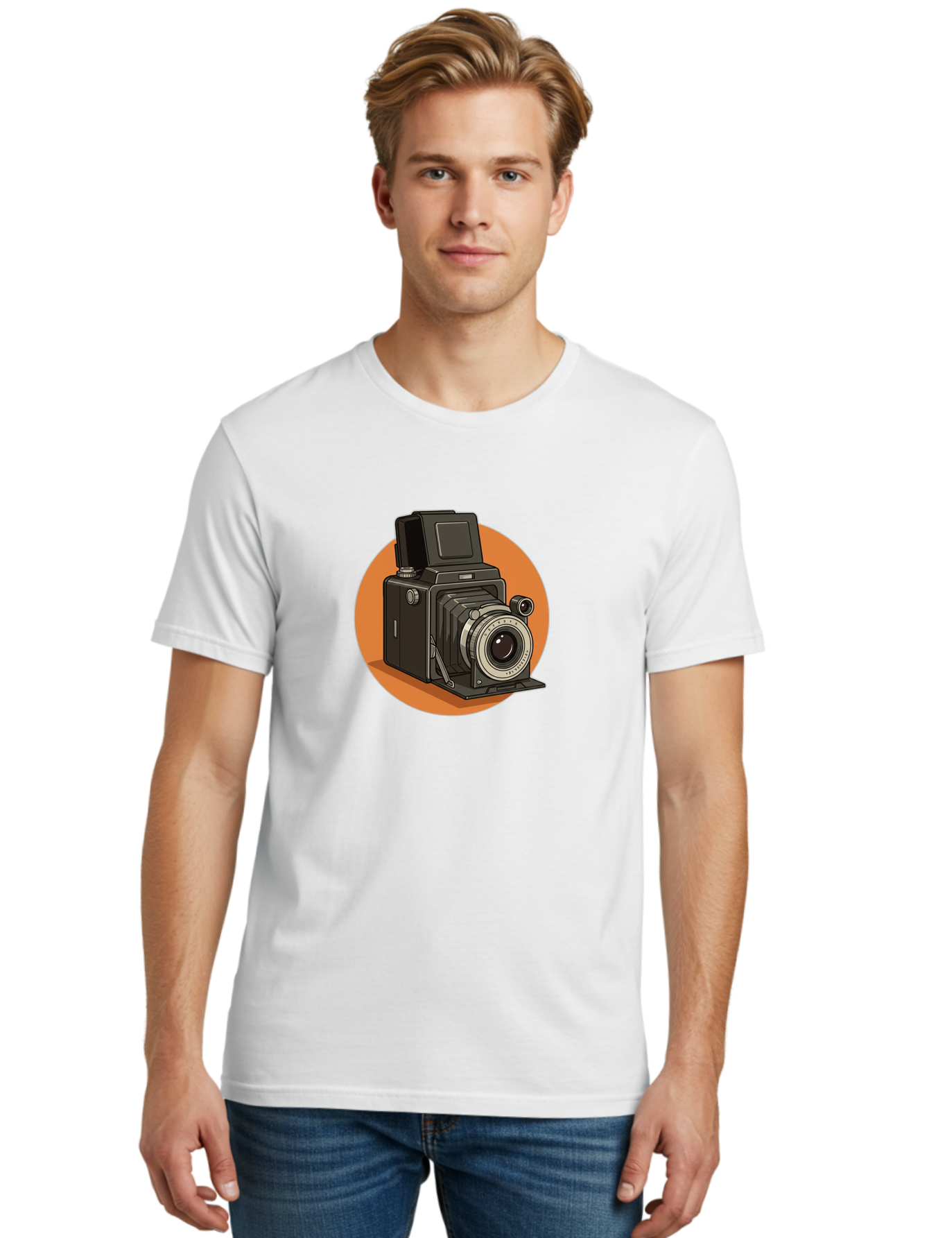 Medium-Format-Camera Men'S Graphic Tee, 100% Cotton, Comfortable Casual Summer Wear, Machine Washable, Vintage Camera, Old Camera, Photography Equipment, Classic Design, Retro Style, Camera Lens, Photography Gear, Nostalgic Feel Bae492 24