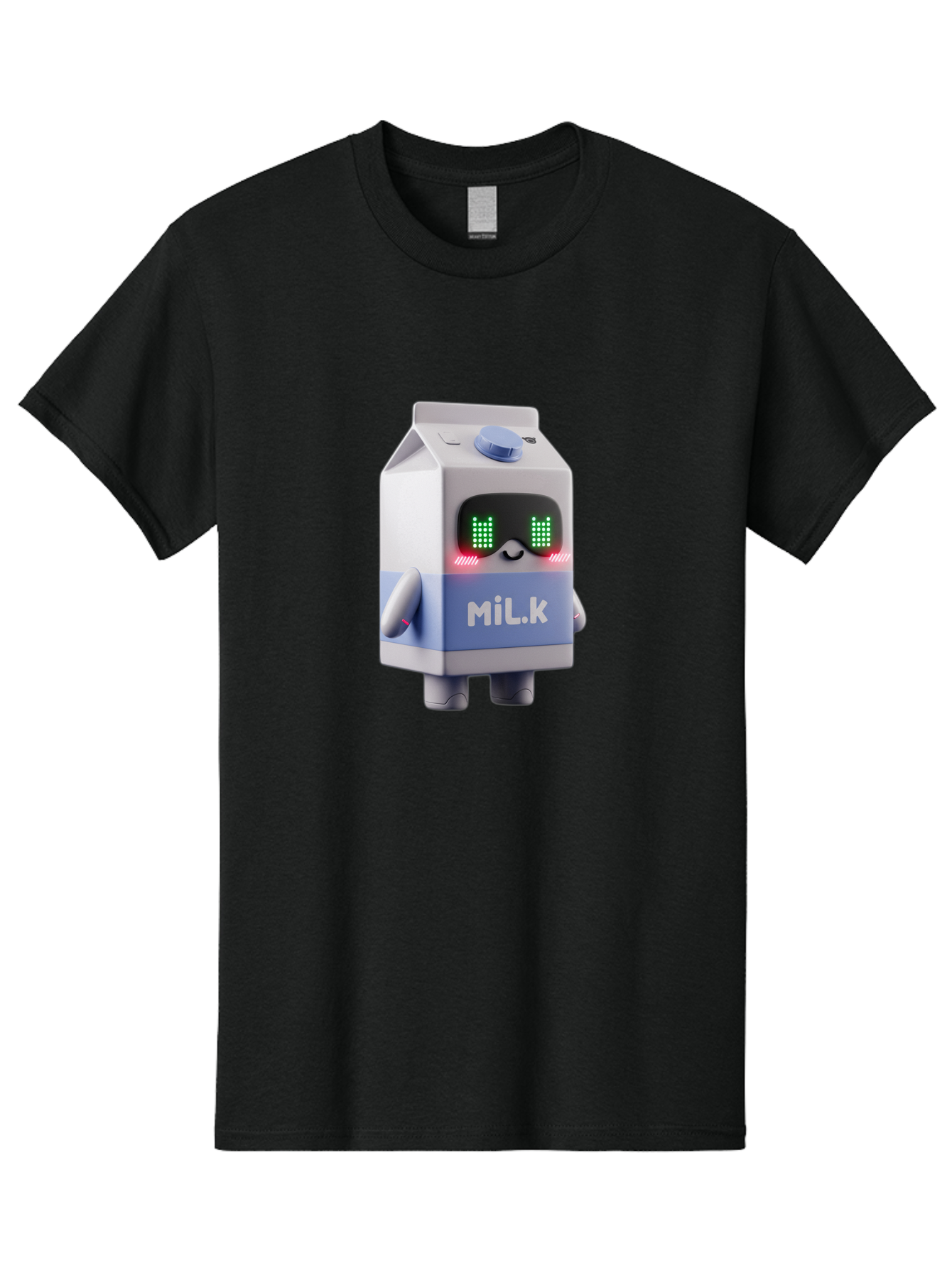 Mil-K-Milk-Carton-Robot Men'S Graphic Tee, 100% Cotton, Comfortable Casual Summer Wear, Machine Washable, Cartoon Milk Carton, Robotic Character, Digital Illustration, Futuristic Design, Glowing Eyes, Led Lights, Cute Mascot, Dairy Product, Bae495 1