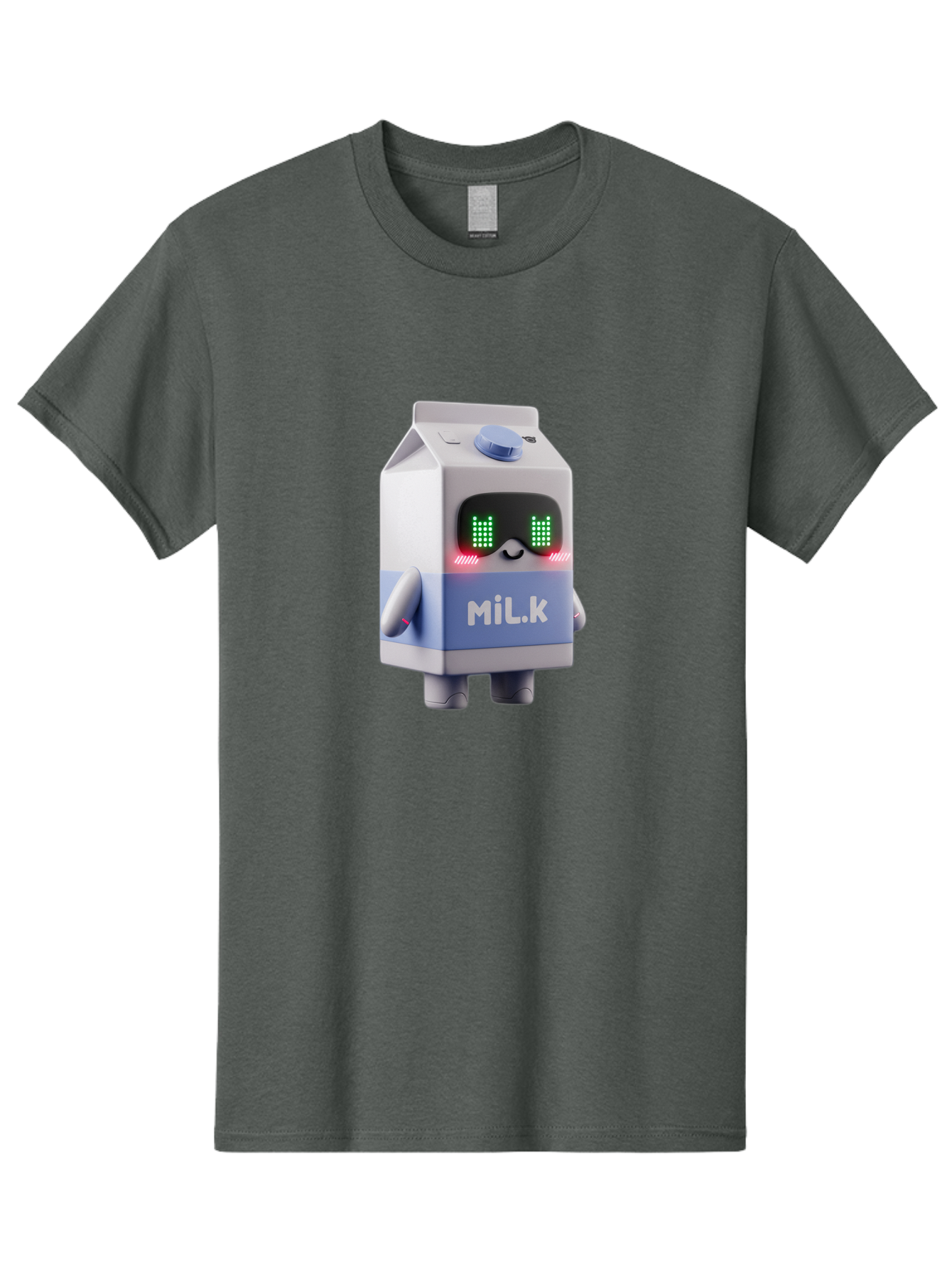Mil-K-Milk-Carton-Robot Men'S Graphic Tee, 100% Cotton, Comfortable Casual Summer Wear, Machine Washable, Cartoon Milk Carton, Robotic Character, Digital Illustration, Futuristic Design, Glowing Eyes, Led Lights, Cute Mascot, Dairy Product, Bae495 7