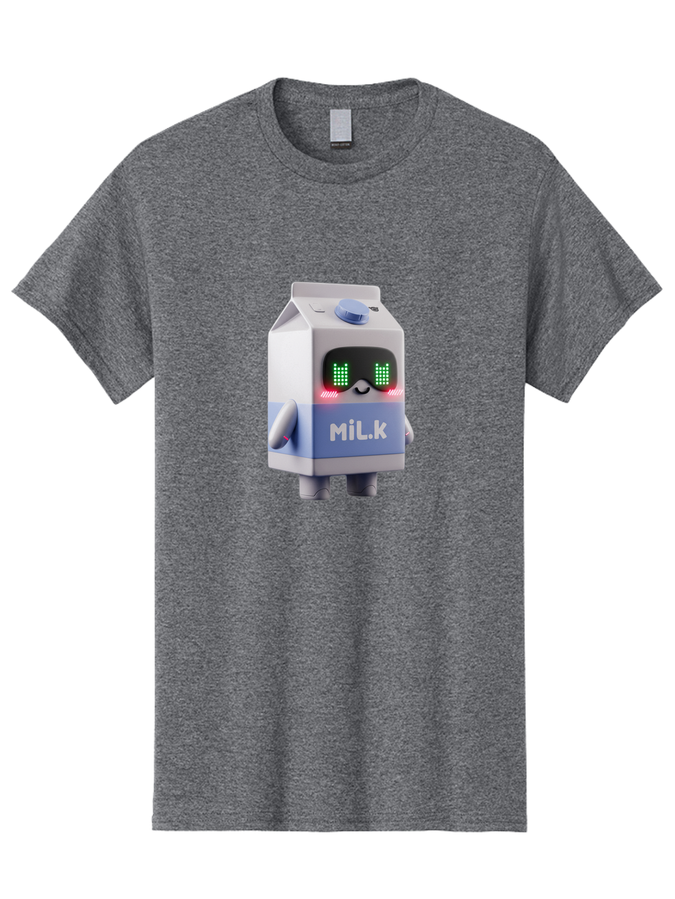 Mil-K-Milk-Carton-Robot Men'S Graphic Tee, 100% Cotton, Comfortable Casual Summer Wear, Machine Washable, Cartoon Milk Carton, Robotic Character, Digital Illustration, Futuristic Design, Glowing Eyes, Led Lights, Cute Mascot, Dairy Product, Bae495 11