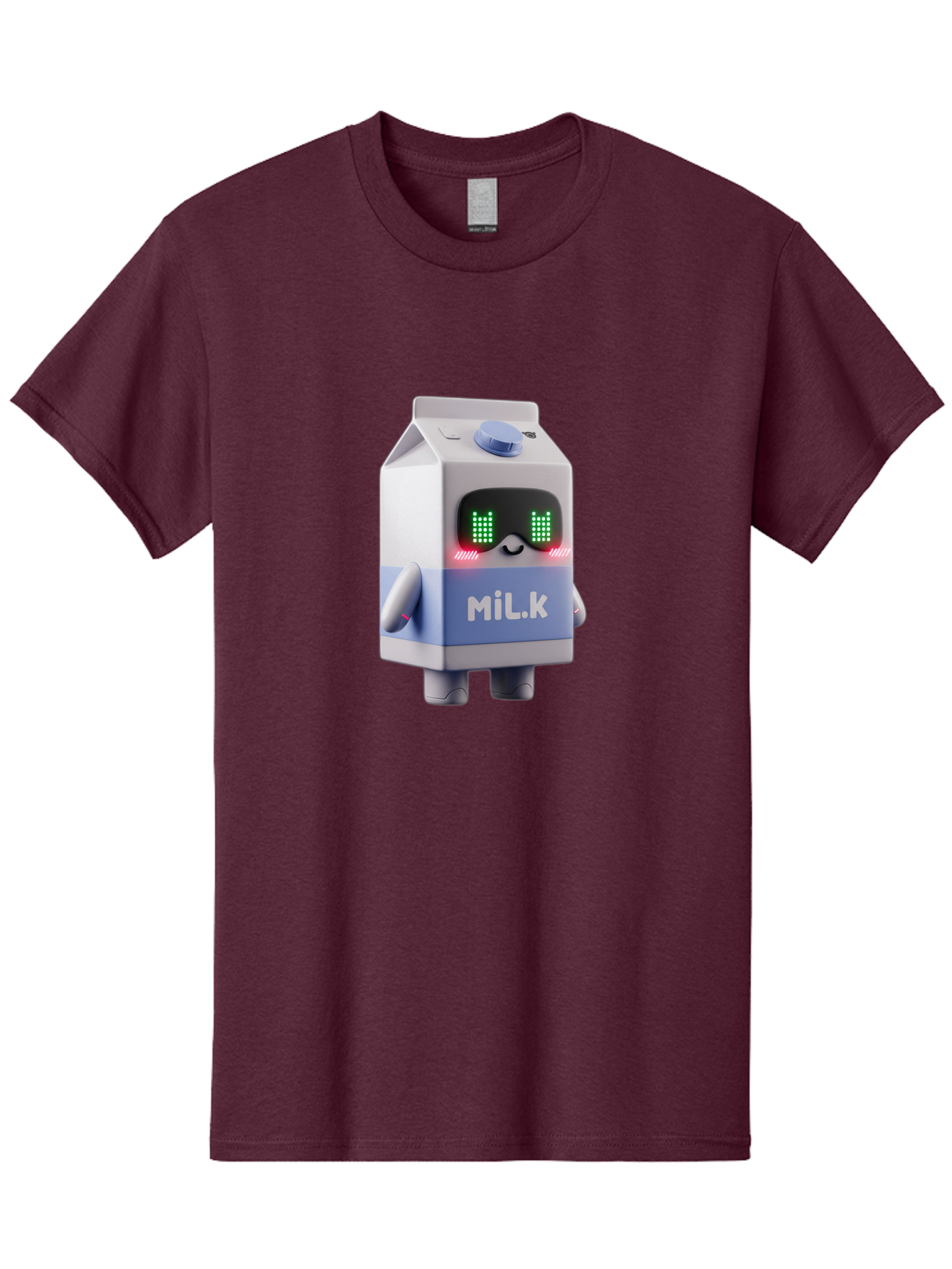 Mil-K-Milk-Carton-Robot Men'S Graphic Tee, 100% Cotton, Comfortable Casual Summer Wear, Machine Washable, Cartoon Milk Carton, Robotic Character, Digital Illustration, Futuristic Design, Glowing Eyes, Led Lights, Cute Mascot, Dairy Product, Bae495 9