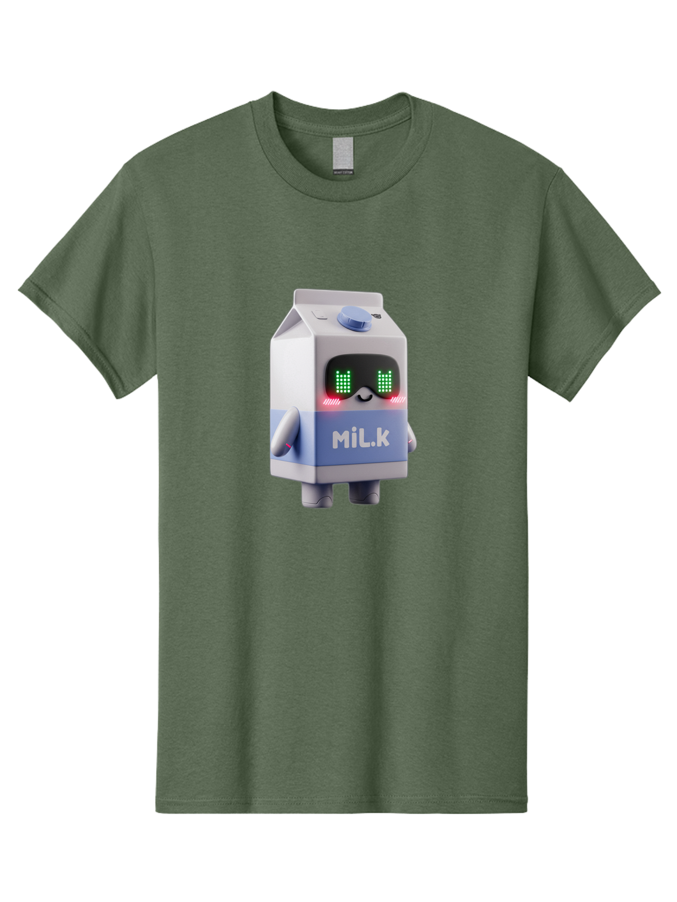 Mil-K-Milk-Carton-Robot Men'S Graphic Tee, 100% Cotton, Comfortable Casual Summer Wear, Machine Washable, Cartoon Milk Carton, Robotic Character, Digital Illustration, Futuristic Design, Glowing Eyes, Led Lights, Cute Mascot, Dairy Product, Bae495 8