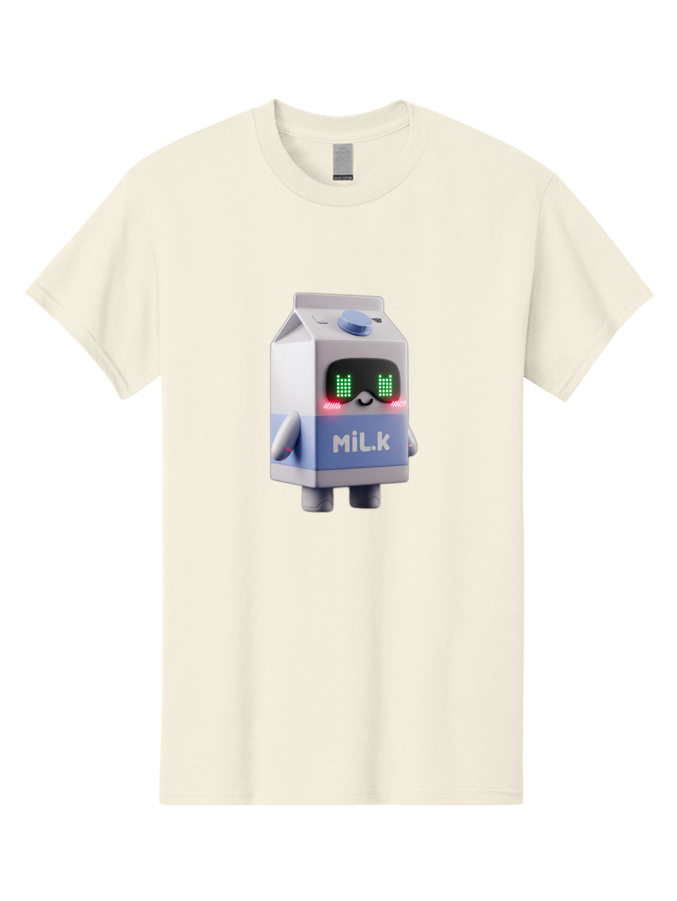 Mil-K-Milk-Carton-Robot Men'S Graphic Tee, 100% Cotton, Comfortable Casual Summer Wear, Machine Washable, Cartoon Milk Carton, Robotic Character, Digital Illustration, Futuristic Design, Glowing Eyes, Led Lights, Cute Mascot, Dairy Product, Bae495 3