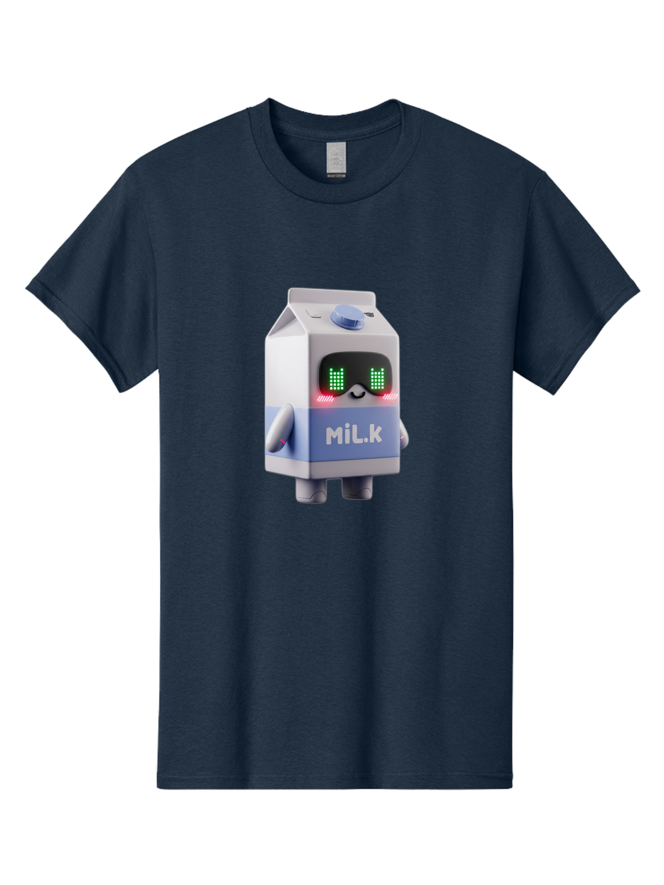 Mil-K-Milk-Carton-Robot Men'S Graphic Tee, 100% Cotton, Comfortable Casual Summer Wear, Machine Washable, Cartoon Milk Carton, Robotic Character, Digital Illustration, Futuristic Design, Glowing Eyes, Led Lights, Cute Mascot, Dairy Product, Bae495 13