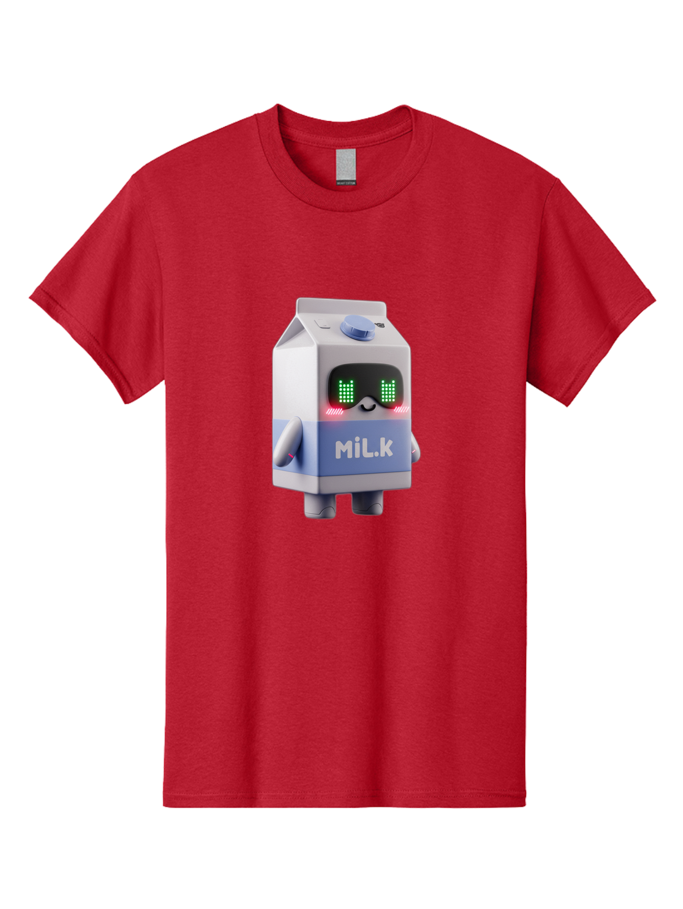 Mil-K-Milk-Carton-Robot Men'S Graphic Tee, 100% Cotton, Comfortable Casual Summer Wear, Machine Washable, Cartoon Milk Carton, Robotic Character, Digital Illustration, Futuristic Design, Glowing Eyes, Led Lights, Cute Mascot, Dairy Product, Bae495 14