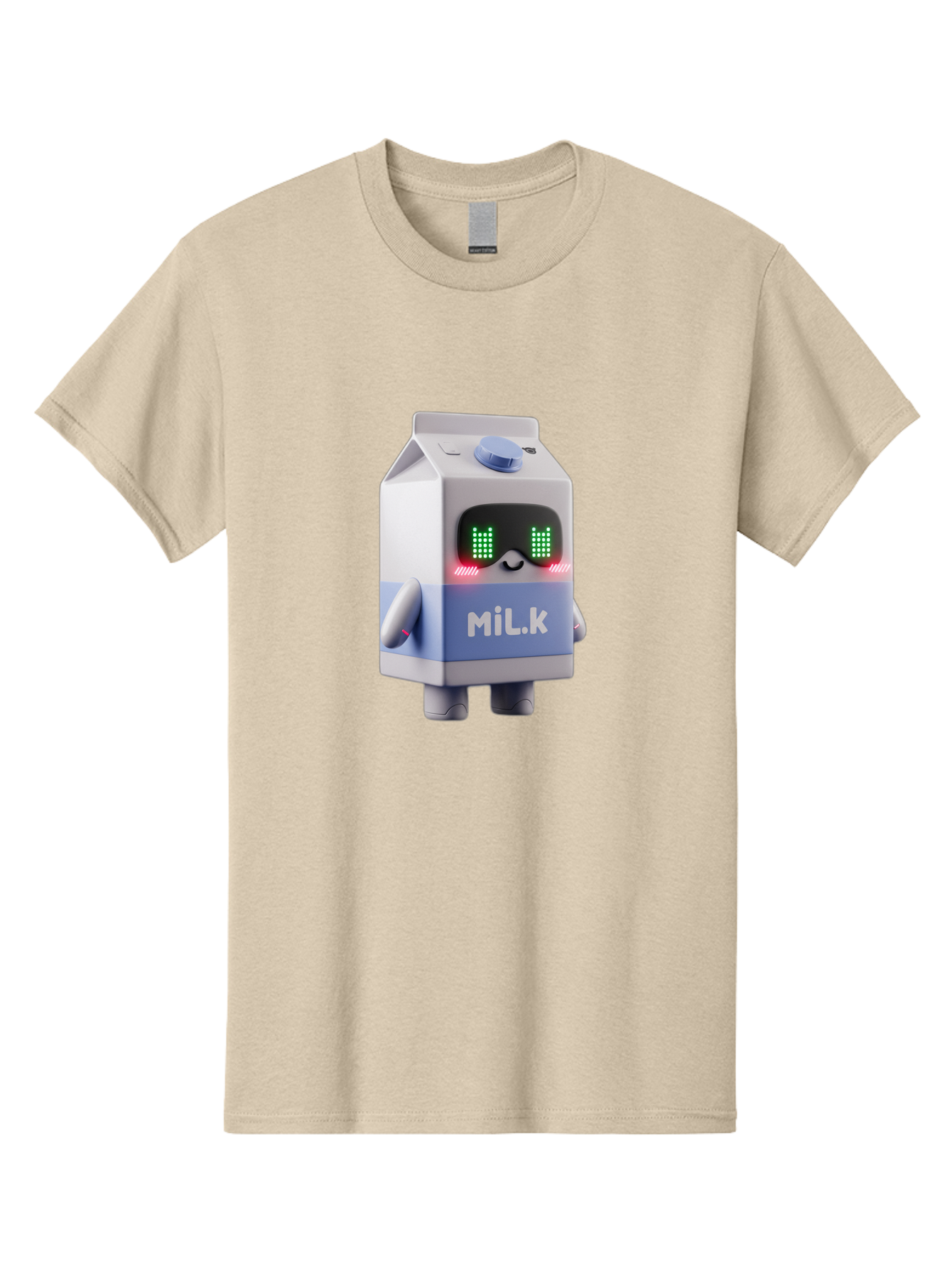 Mil-K-Milk-Carton-Robot Men'S Graphic Tee, 100% Cotton, Comfortable Casual Summer Wear, Machine Washable, Cartoon Milk Carton, Robotic Character, Digital Illustration, Futuristic Design, Glowing Eyes, Led Lights, Cute Mascot, Dairy Product, Bae495 6