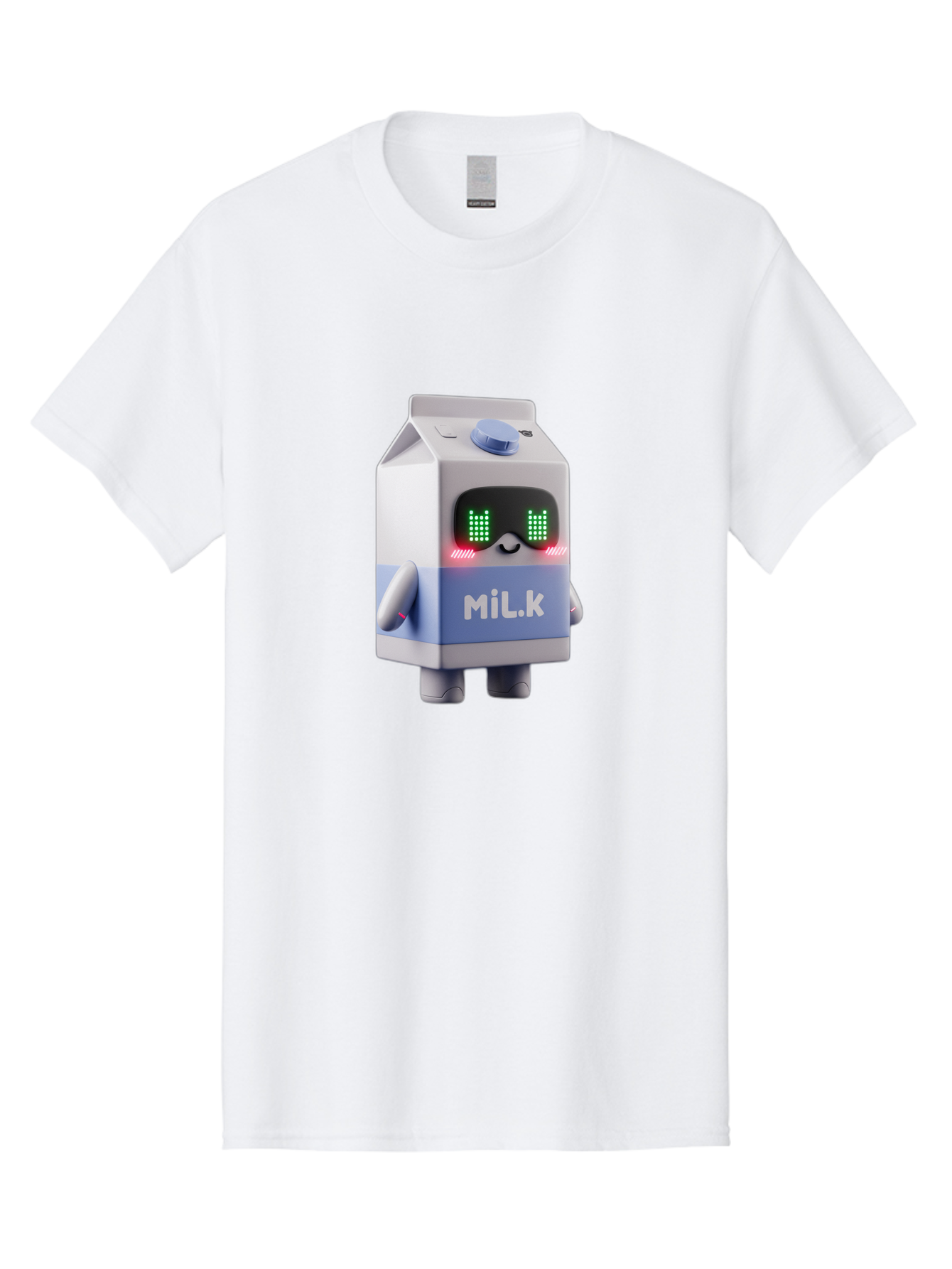 Mil-K-Milk-Carton-Robot Men'S Graphic Tee, 100% Cotton, Comfortable Casual Summer Wear, Machine Washable, Cartoon Milk Carton, Robotic Character, Digital Illustration, Futuristic Design, Glowing Eyes, Led Lights, Cute Mascot, Dairy Product, Bae495 15