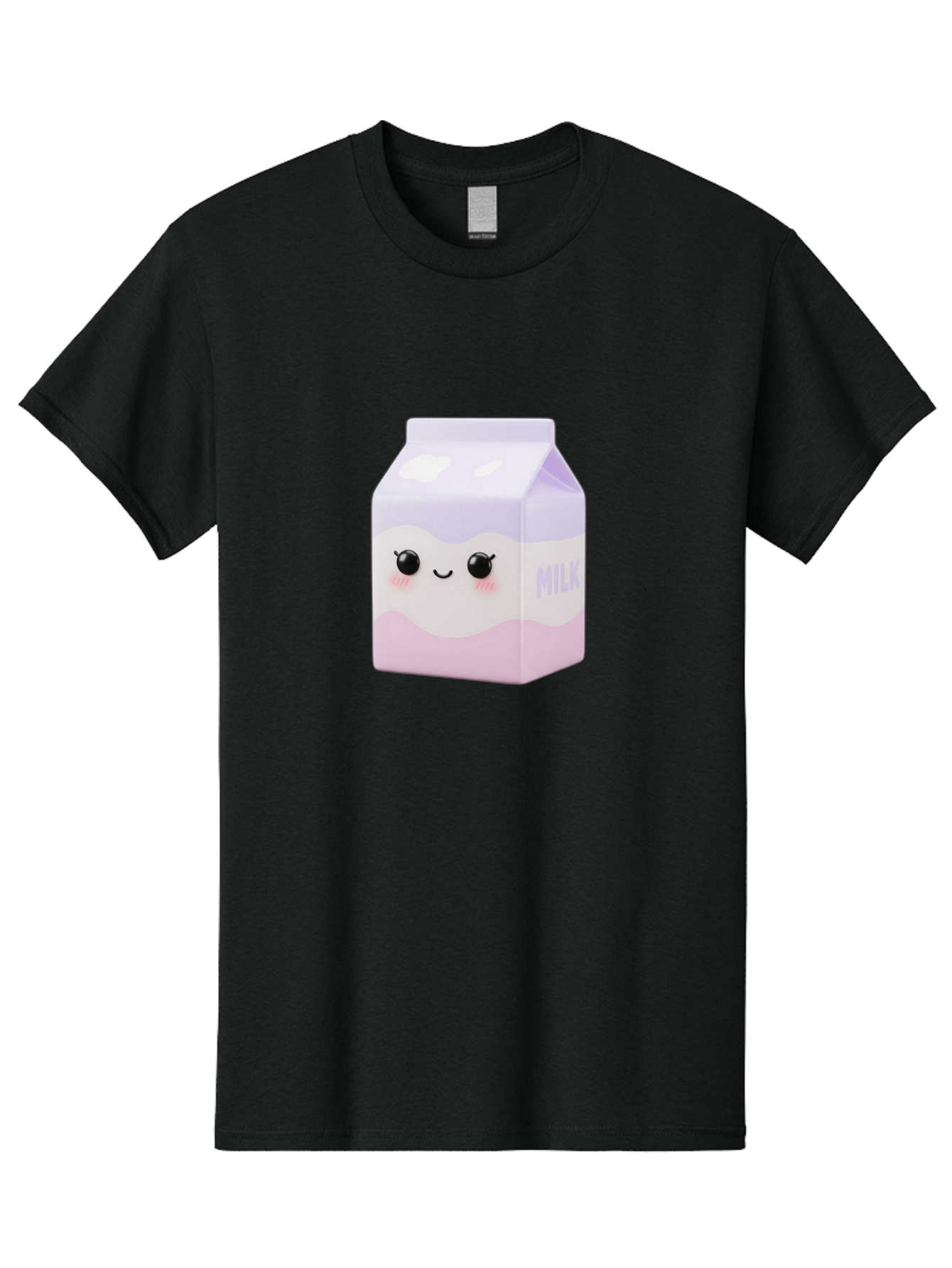 Milk-1 Men'S Graphic Tee, 100% Cotton, Comfortable Casual Summer Wear, Machine Washable, Carton Of Milk, Cute Face, Smiling Eyes, Pink Blush, Kawaii Character, Dairy Product, Funny Illustration, Purple And Pink Colors, Whimsical Design Bae496 11