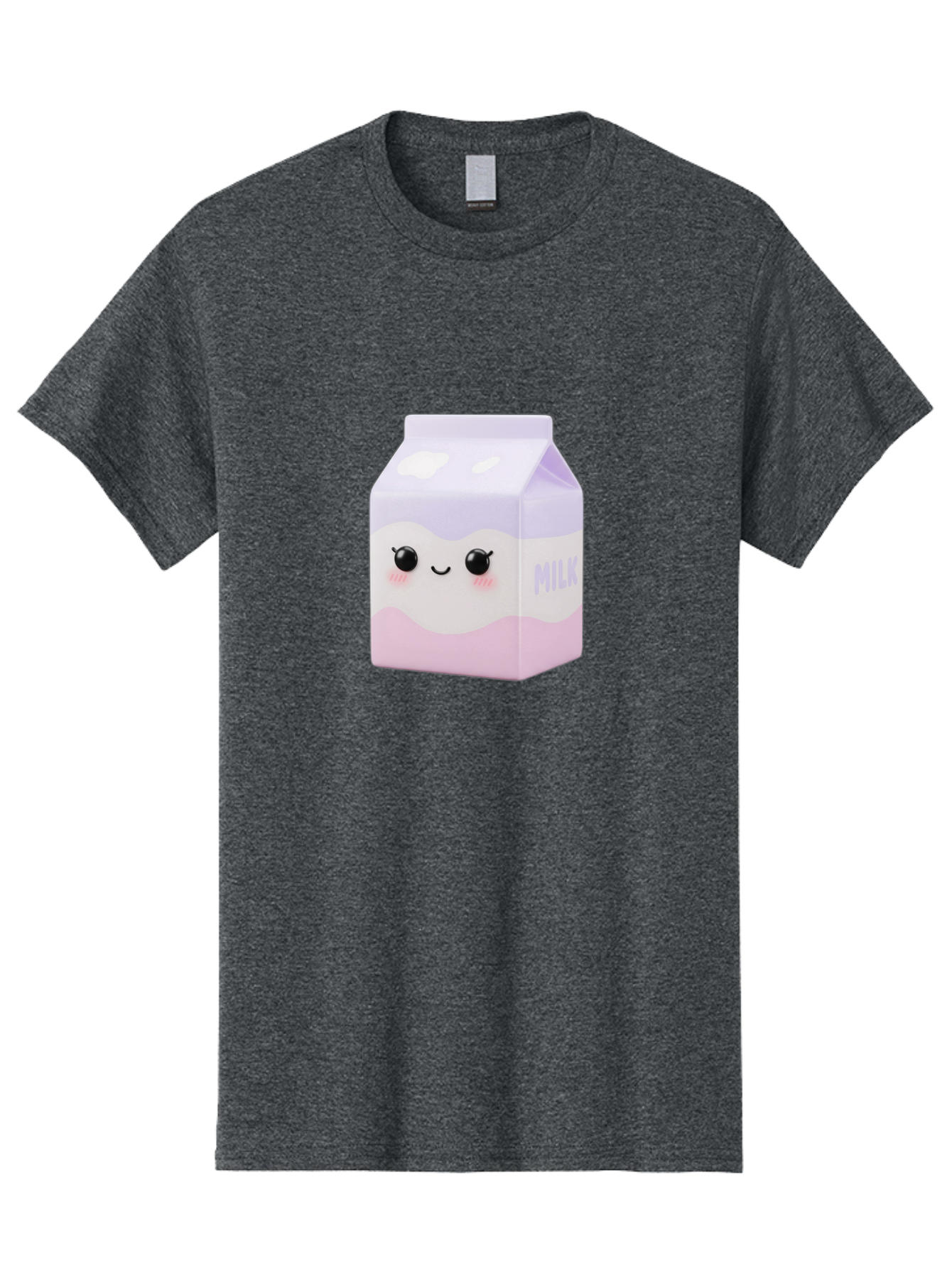 Milk-1 Men'S Graphic Tee, 100% Cotton, Comfortable Casual Summer Wear, Machine Washable, Carton Of Milk, Cute Face, Smiling Eyes, Pink Blush, Kawaii Character, Dairy Product, Funny Illustration, Purple And Pink Colors, Whimsical Design Bae496 4