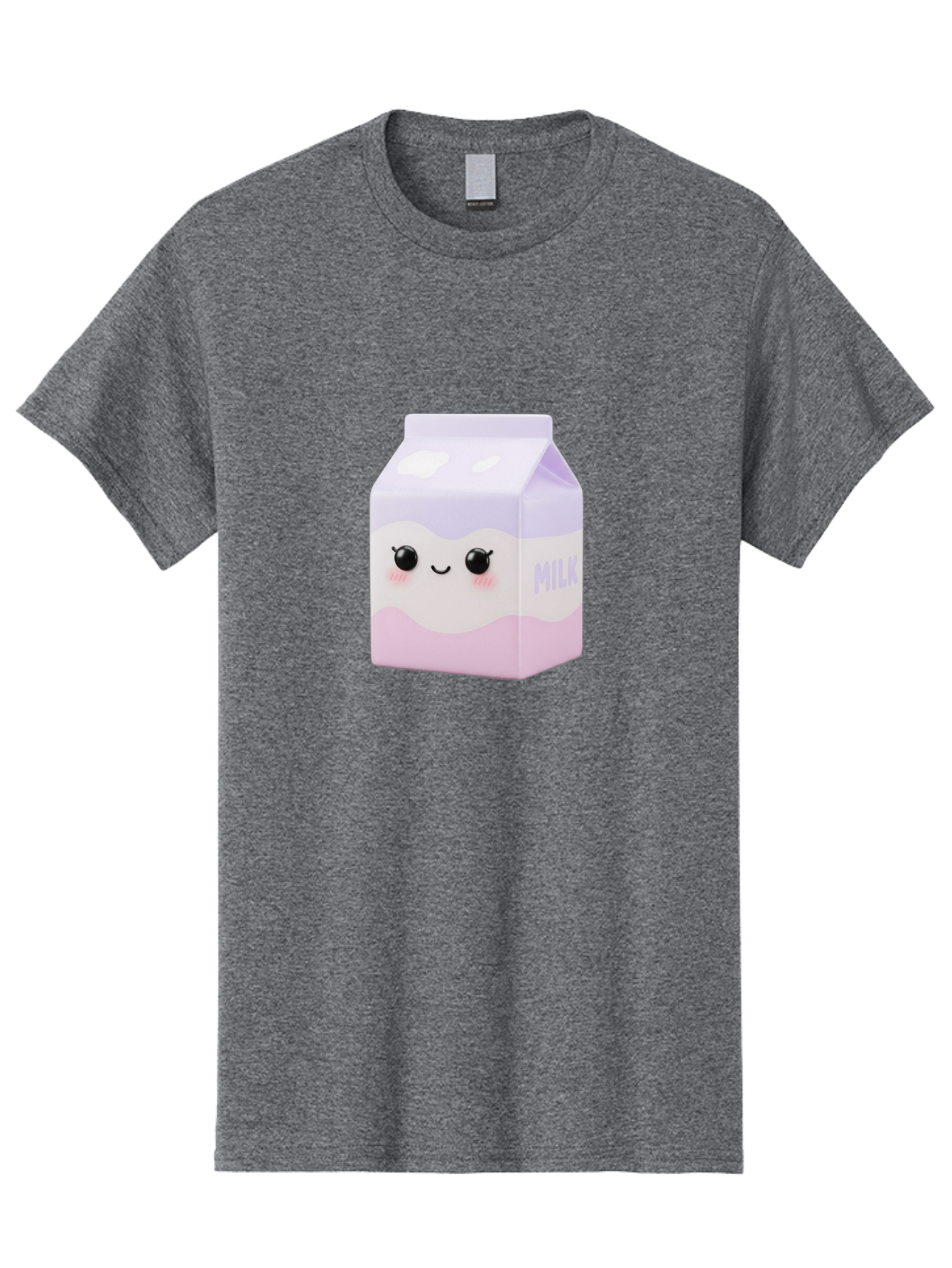 Milk-1 Men'S Graphic Tee, 100% Cotton, Comfortable Casual Summer Wear, Machine Washable, Carton Of Milk, Cute Face, Smiling Eyes, Pink Blush, Kawaii Character, Dairy Product, Funny Illustration, Purple And Pink Colors, Whimsical Design Bae496 7