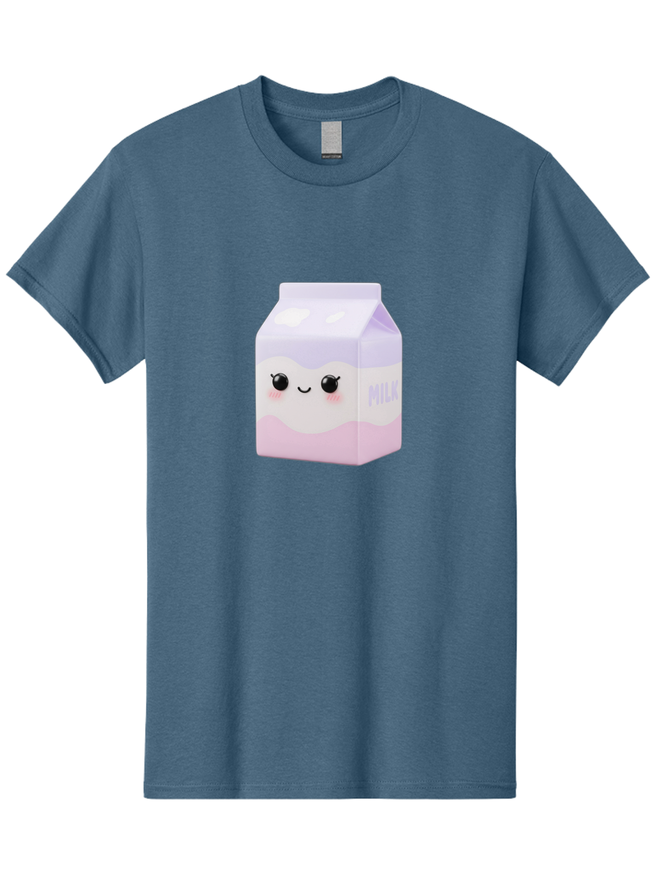 Milk-1 Men'S Graphic Tee, 100% Cotton, Comfortable Casual Summer Wear, Machine Washable, Carton Of Milk, Cute Face, Smiling Eyes, Pink Blush, Kawaii Character, Dairy Product, Funny Illustration, Purple And Pink Colors, Whimsical Design Bae496 14