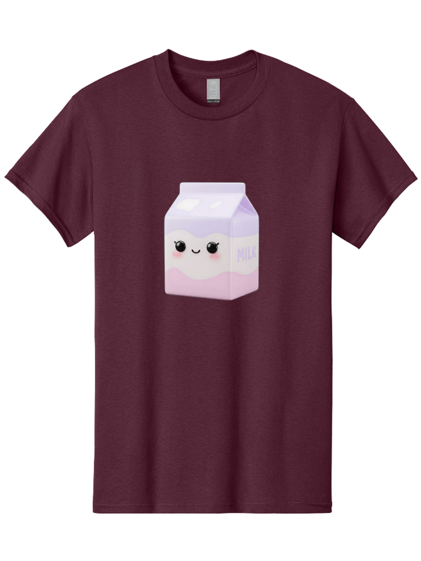 Milk-1 Men'S Graphic Tee, 100% Cotton, Comfortable Casual Summer Wear, Machine Washable, Carton Of Milk, Cute Face, Smiling Eyes, Pink Blush, Kawaii Character, Dairy Product, Funny Illustration, Purple And Pink Colors, Whimsical Design Bae496 10