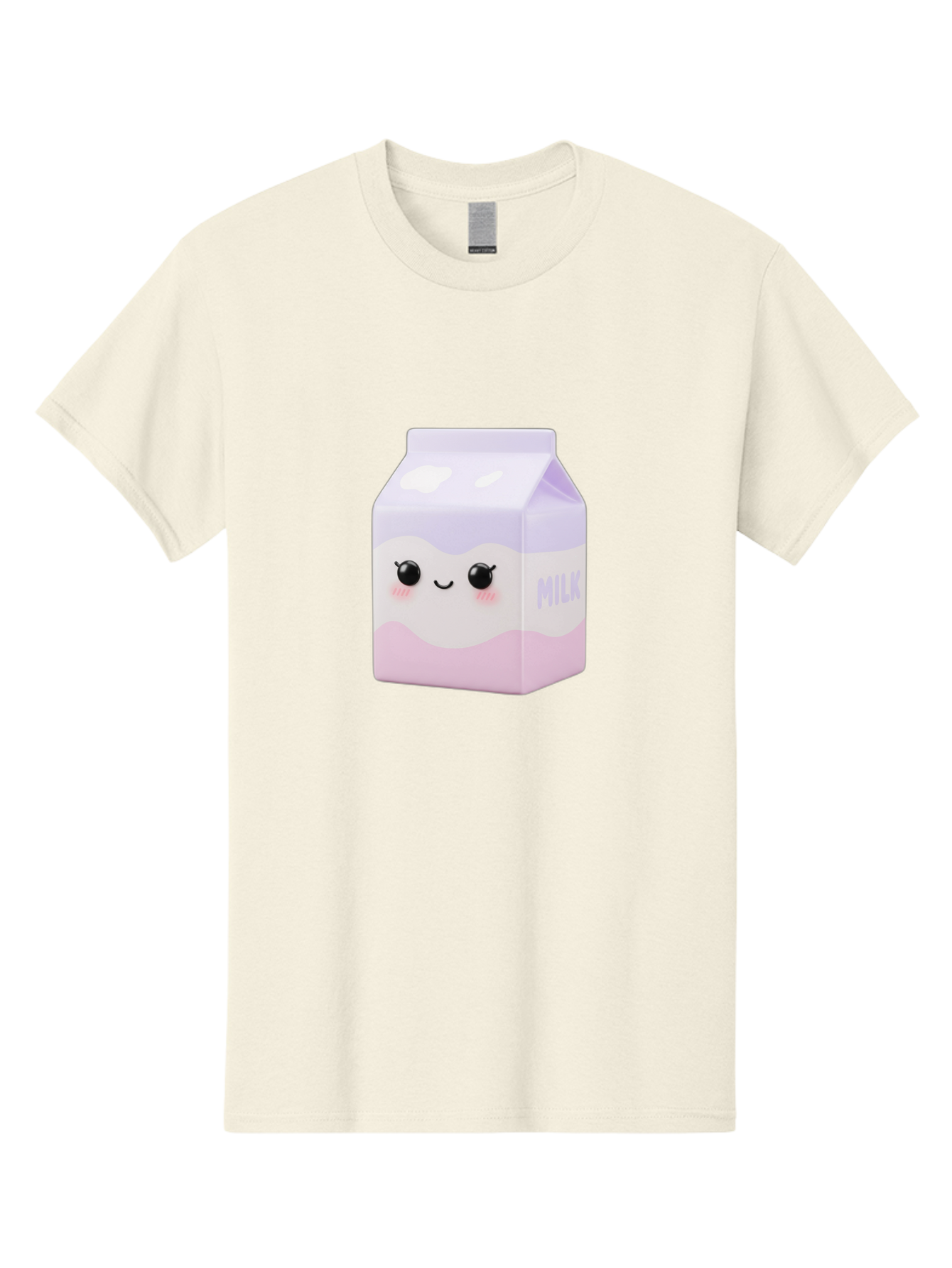 Milk-1 Men'S Graphic Tee, 100% Cotton, Comfortable Casual Summer Wear, Machine Washable, Carton Of Milk, Cute Face, Smiling Eyes, Pink Blush, Kawaii Character, Dairy Product, Funny Illustration, Purple And Pink Colors, Whimsical Design Bae496 12