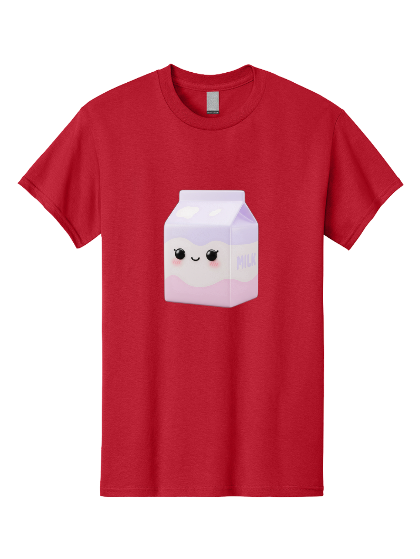 Milk-1 Men'S Graphic Tee, 100% Cotton, Comfortable Casual Summer Wear, Machine Washable, Carton Of Milk, Cute Face, Smiling Eyes, Pink Blush, Kawaii Character, Dairy Product, Funny Illustration, Purple And Pink Colors, Whimsical Design Bae496 13