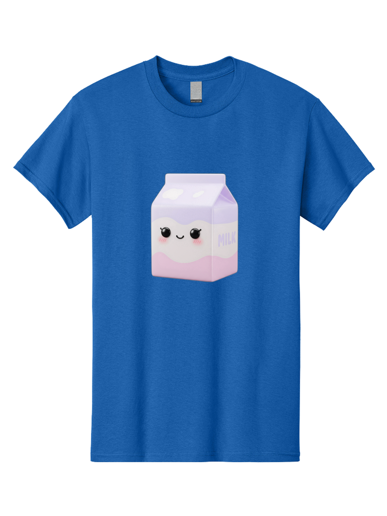 Milk-1 Men'S Graphic Tee, 100% Cotton, Comfortable Casual Summer Wear, Machine Washable, Carton Of Milk, Cute Face, Smiling Eyes, Pink Blush, Kawaii Character, Dairy Product, Funny Illustration, Purple And Pink Colors, Whimsical Design Bae496 6