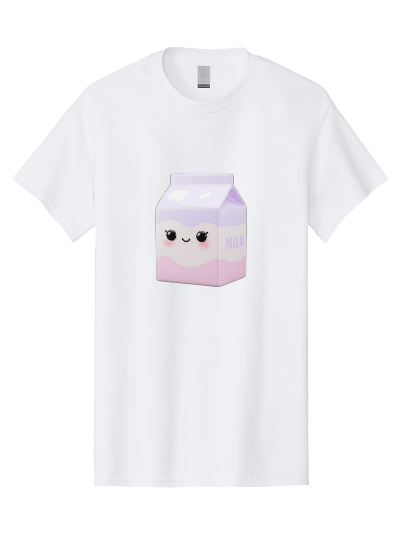 Milk-1 Men'S Graphic Tee, 100% Cotton, Comfortable Casual Summer Wear, Machine Washable, Carton Of Milk, Cute Face, Smiling Eyes, Pink Blush, Kawaii Character, Dairy Product, Funny Illustration, Purple And Pink Colors, Whimsical Design Bae496 8