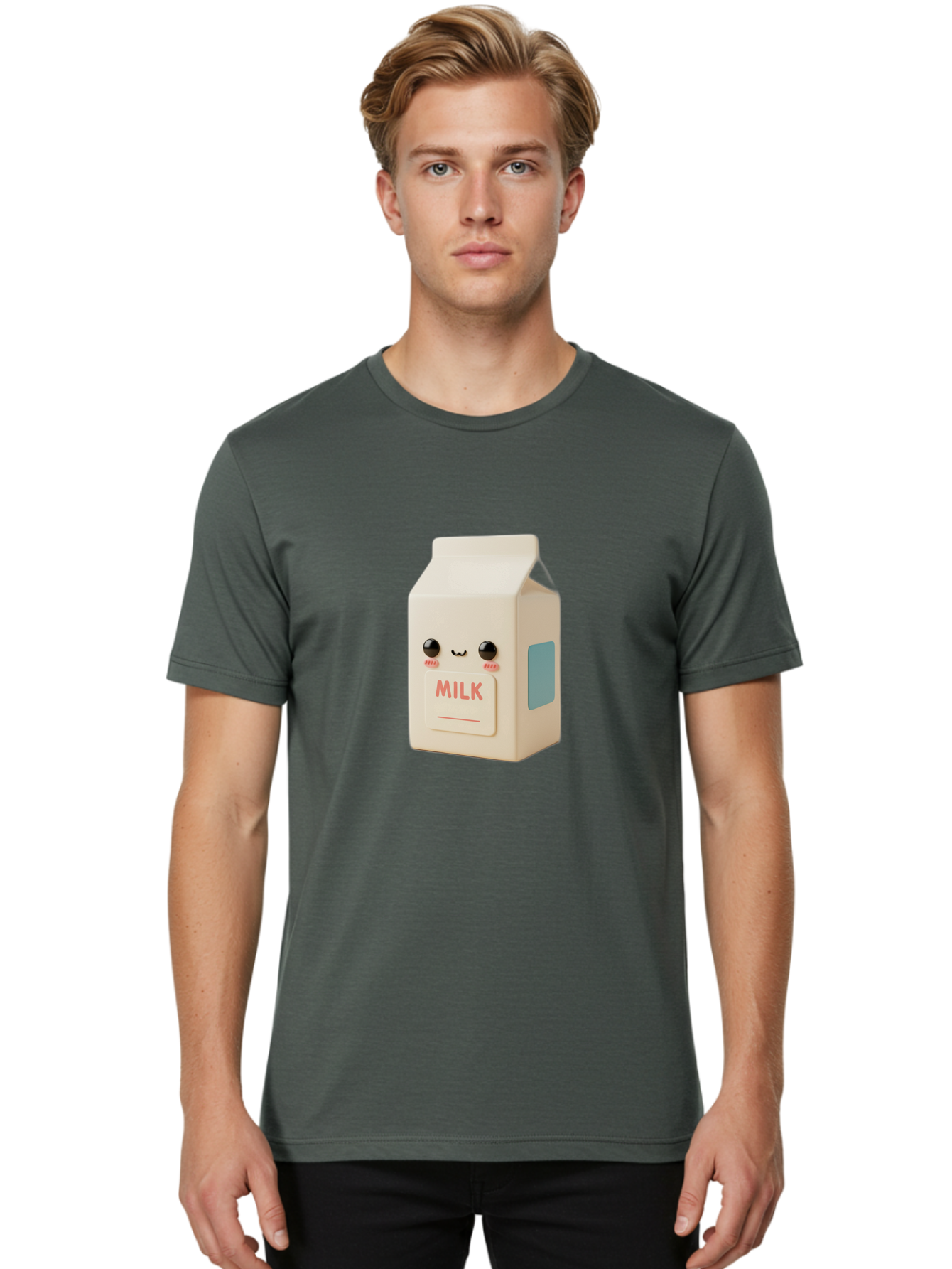 Milk-4 Men'S Graphic Tee, 100% Cotton, Comfortable Casual Summer Wear, Machine Washable, Carton With Face, Cute Character, Kawaii, Adorable, Milk Carton, Funny Expression, Playful Design, Happy Face, Cartoon-Style Bae499 29