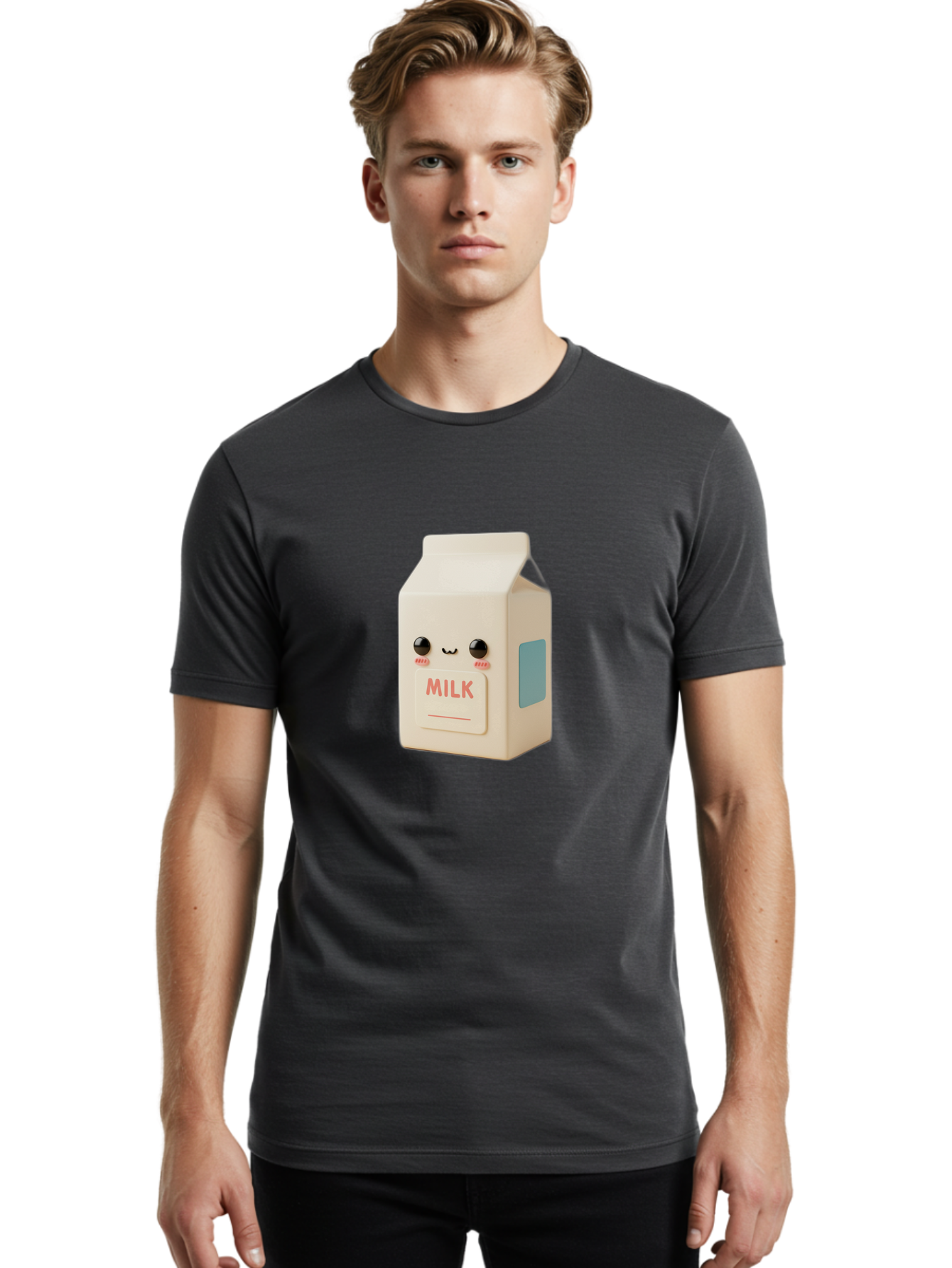Milk-4 Men'S Graphic Tee, 100% Cotton, Comfortable Casual Summer Wear, Machine Washable, Carton With Face, Cute Character, Kawaii, Adorable, Milk Carton, Funny Expression, Playful Design, Happy Face, Cartoon-Style Bae499 16