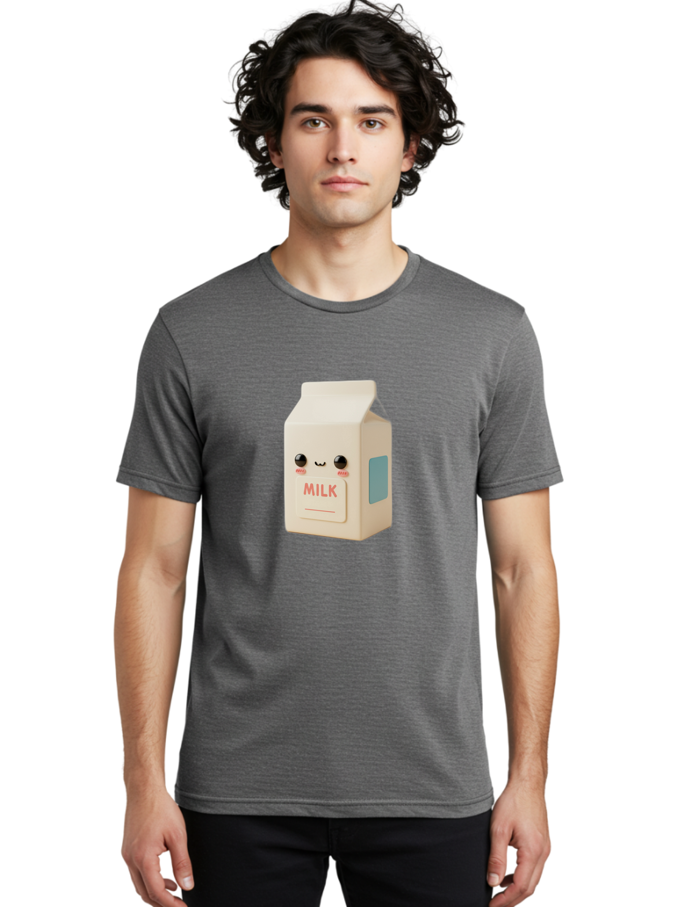 Milk-4 Men'S Graphic Tee, 100% Cotton, Comfortable Casual Summer Wear, Machine Washable, Carton With Face, Cute Character, Kawaii, Adorable, Milk Carton, Funny Expression, Playful Design, Happy Face, Cartoon-Style Bae499 26