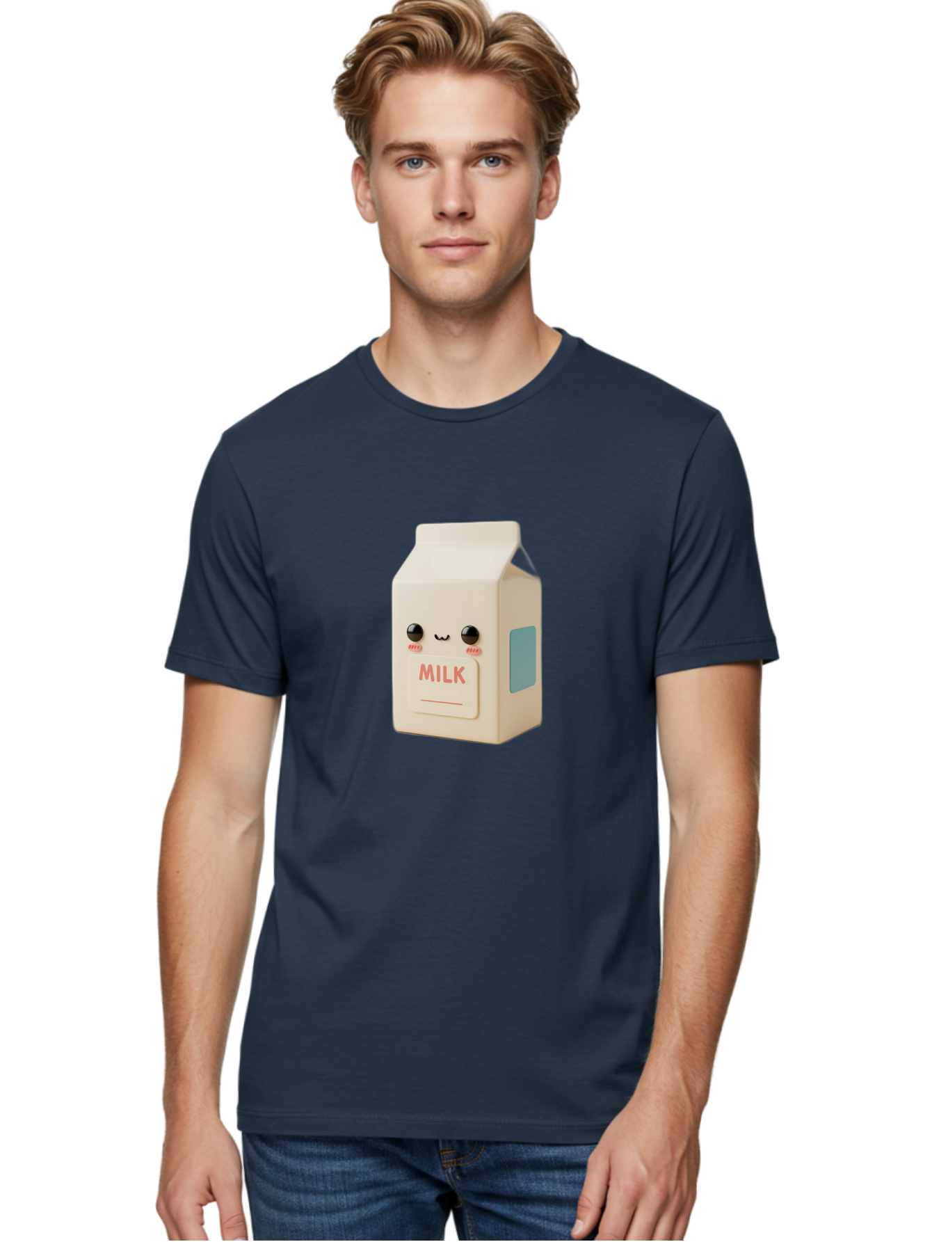 Milk-4 Men'S Graphic Tee, 100% Cotton, Comfortable Casual Summer Wear, Machine Washable, Carton With Face, Cute Character, Kawaii, Adorable, Milk Carton, Funny Expression, Playful Design, Happy Face, Cartoon-Style Bae499 17