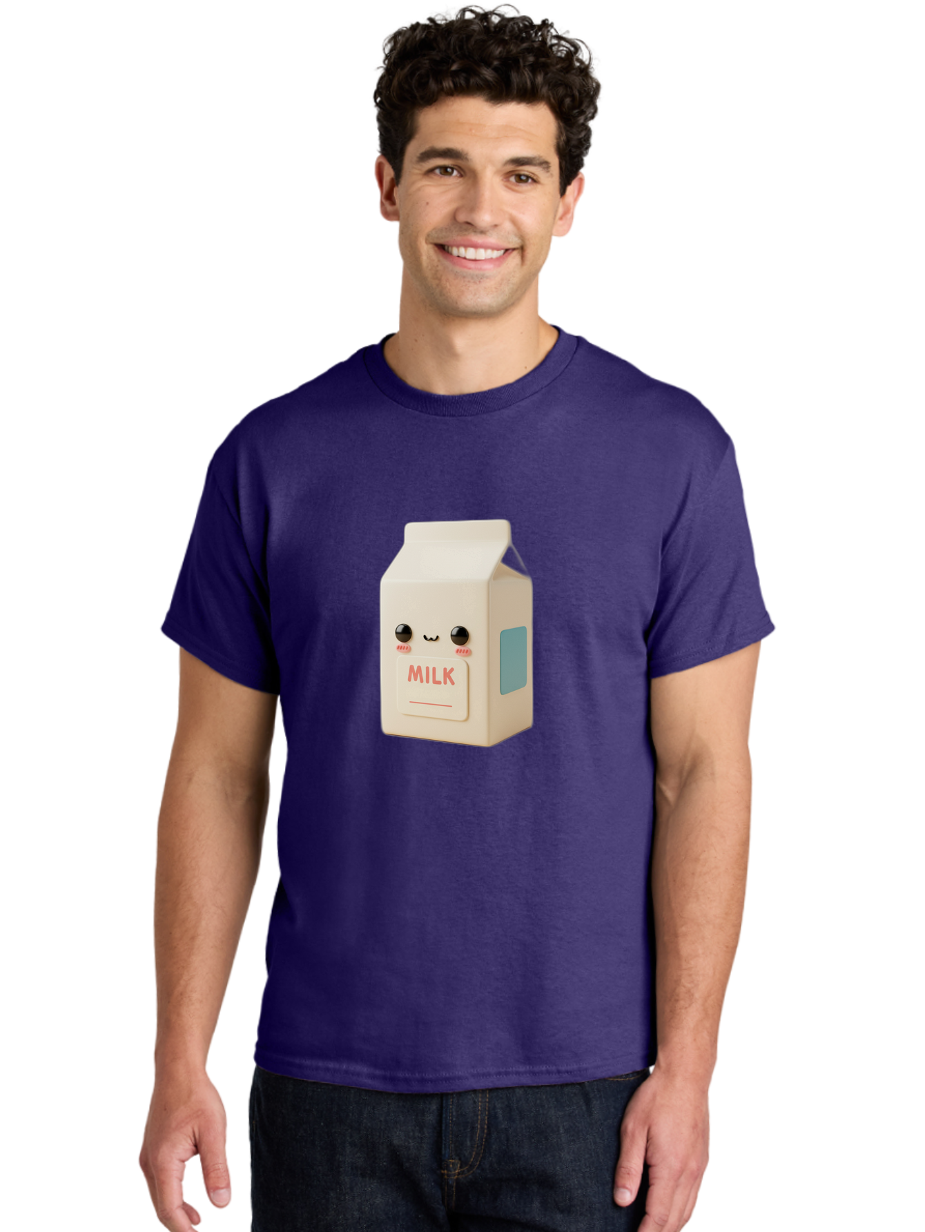 Milk-4 Men'S Graphic Tee, 100% Cotton, Comfortable Casual Summer Wear, Machine Washable, Carton With Face, Cute Character, Kawaii, Adorable, Milk Carton, Funny Expression, Playful Design, Happy Face, Cartoon-Style Bae499 18