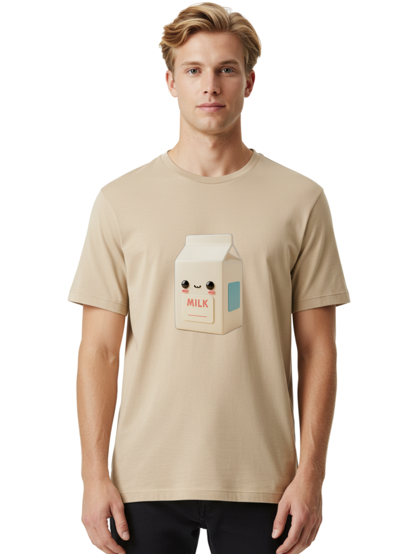 Milk-4 Men'S Graphic Tee, 100% Cotton, Comfortable Casual Summer Wear, Machine Washable, Carton With Face, Cute Character, Kawaii, Adorable, Milk Carton, Funny Expression, Playful Design, Happy Face, Cartoon-Style Bae499 27
