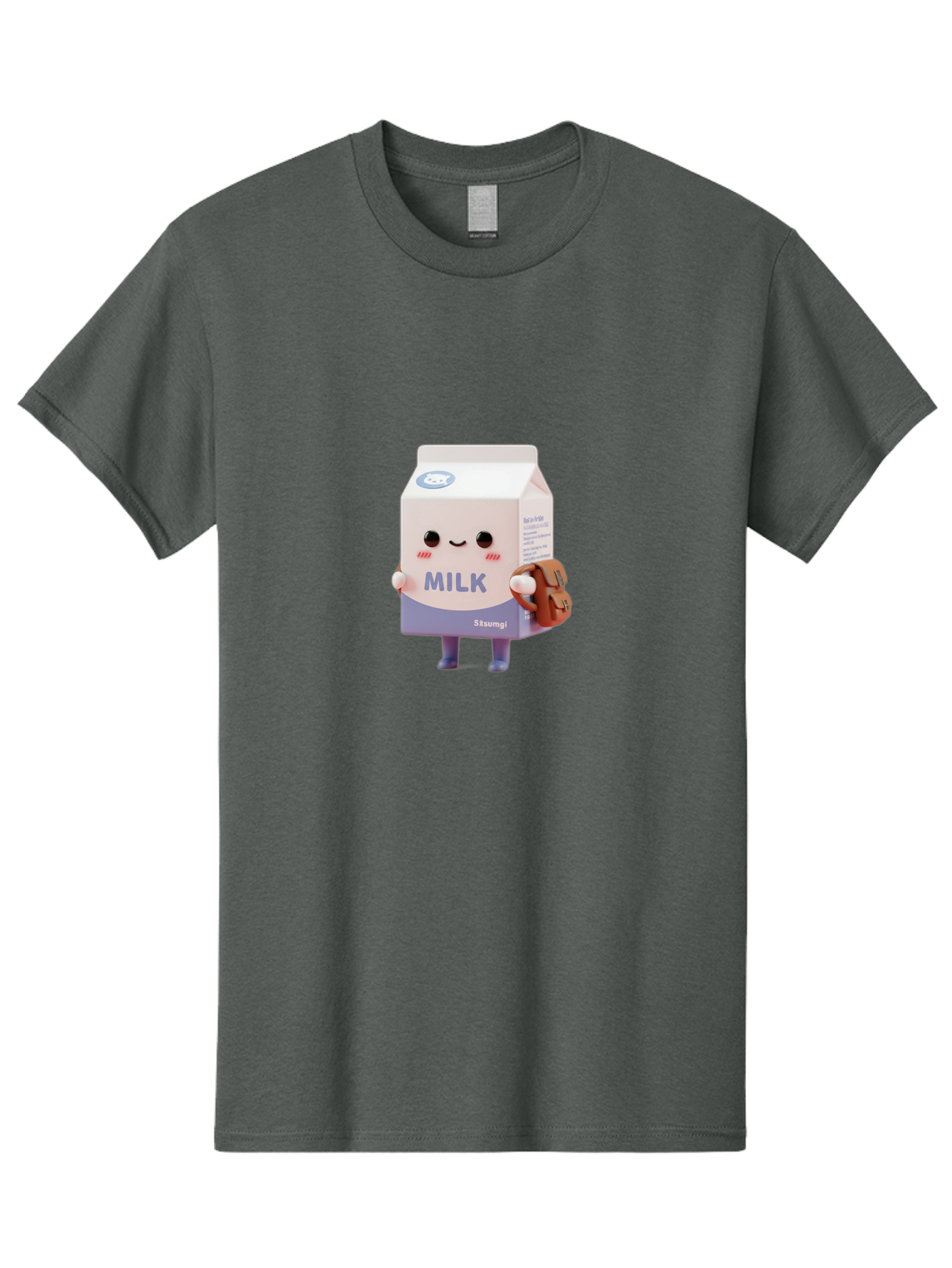 Milk-5 Men'S Graphic Tee, 100% Cotton, Comfortable Casual Summer Wear, Machine Washable, Cartoon Milk Carton, Cute Character Design, Anthropomorphic Packaging, Milk And Cookies, Kawaii Culture, Playful Illustration, Adorable Mascot, Bae500 7