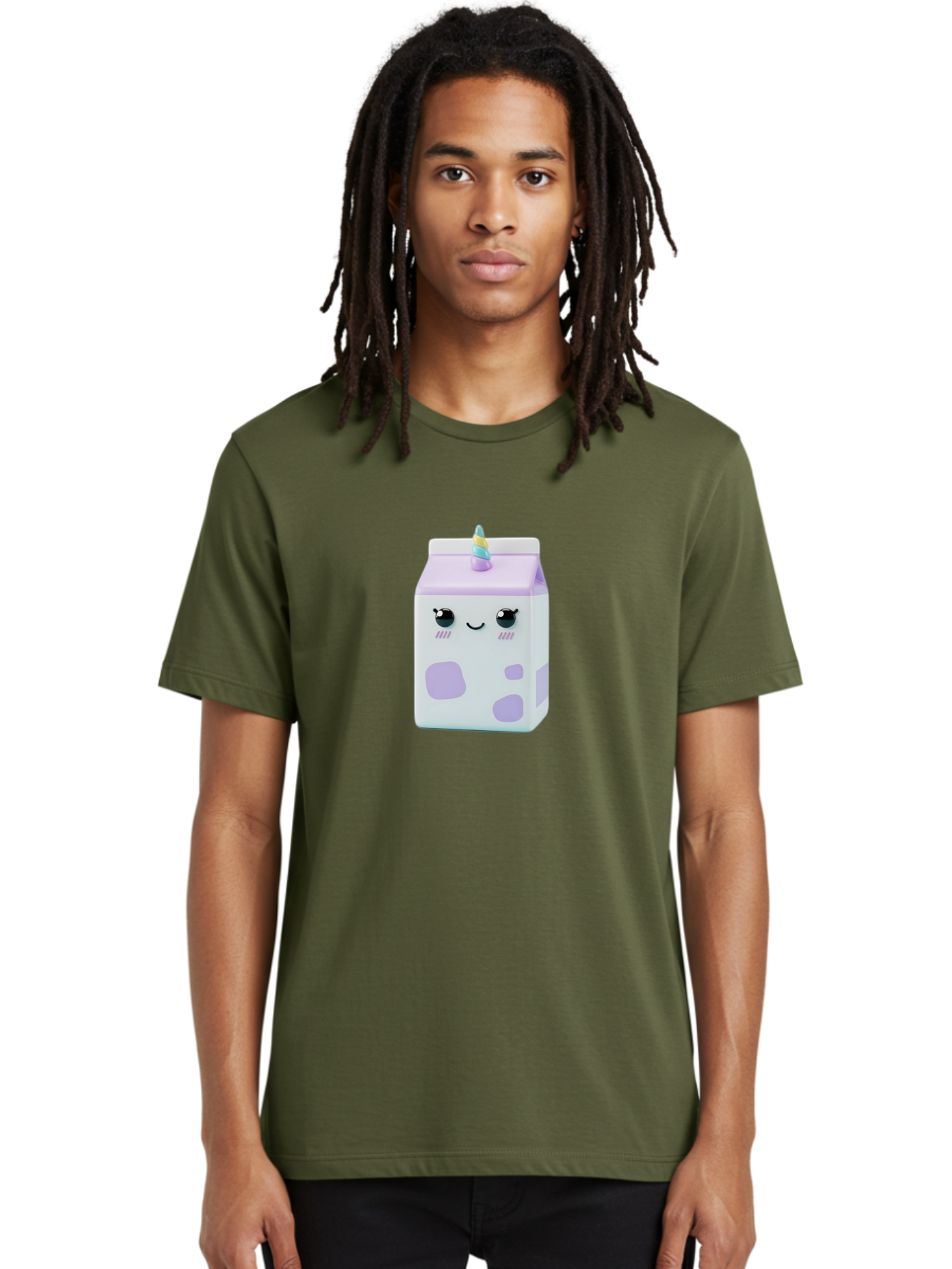 Milk-Carton-1 Men'S Graphic Tee, 100% Cotton, Comfortable Casual Summer Wear, Machine Washable, Milk Carton, Cartoon Character, Unicorn Horn, Purple And White, Cute Design, Funny Face, Kawaii, Playful, Whimsical, Charming, Bae501 23