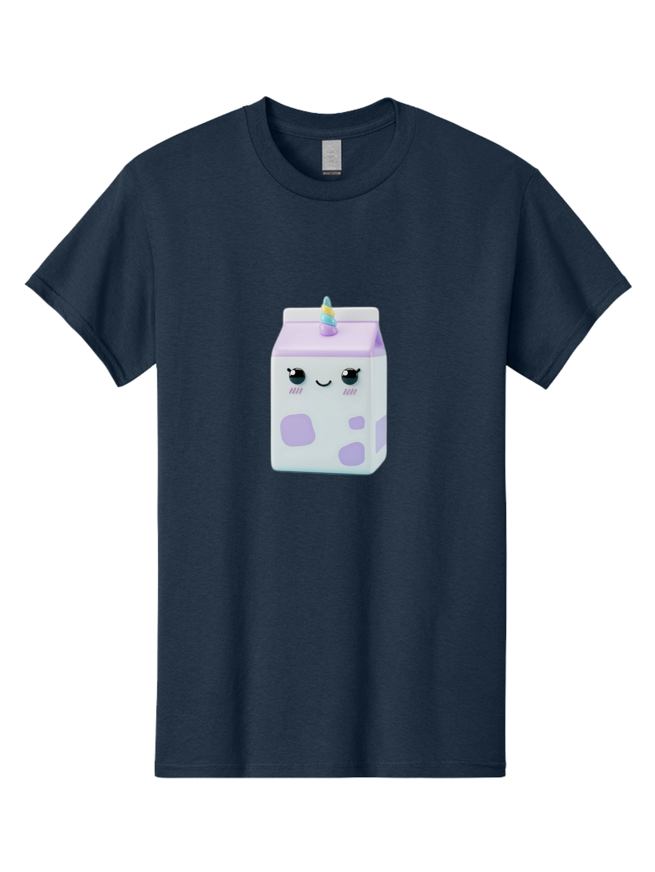 Milk-Carton-1 Men'S Graphic Tee, 100% Cotton, Comfortable Casual Summer Wear, Machine Washable, Milk Carton, Cartoon Character, Unicorn Horn, Purple And White, Cute Design, Funny Face, Kawaii, Playful, Whimsical, Charming, Bae501 3