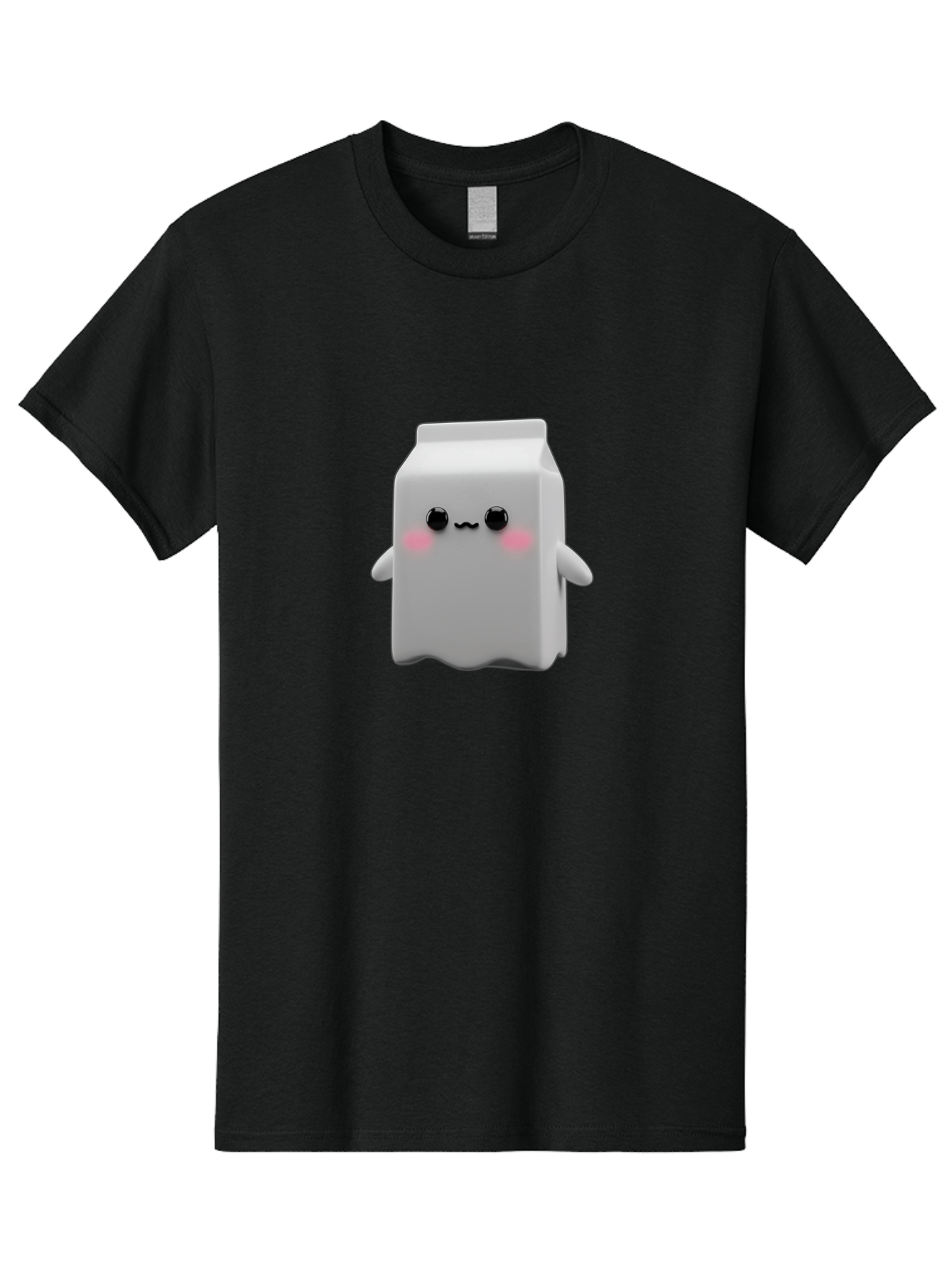 Milk-Carton Men'S Graphic Tee, 100% Cotton, Comfortable Casual Summer Wear, Machine Washable, Cartoon Milk Carton, Kawaii Character, Cute Milk, Adorable Illustration, Pink Blush Cheeks, Squiggly Mouth, 3D Animation, Whimsical Design, Bae503 3