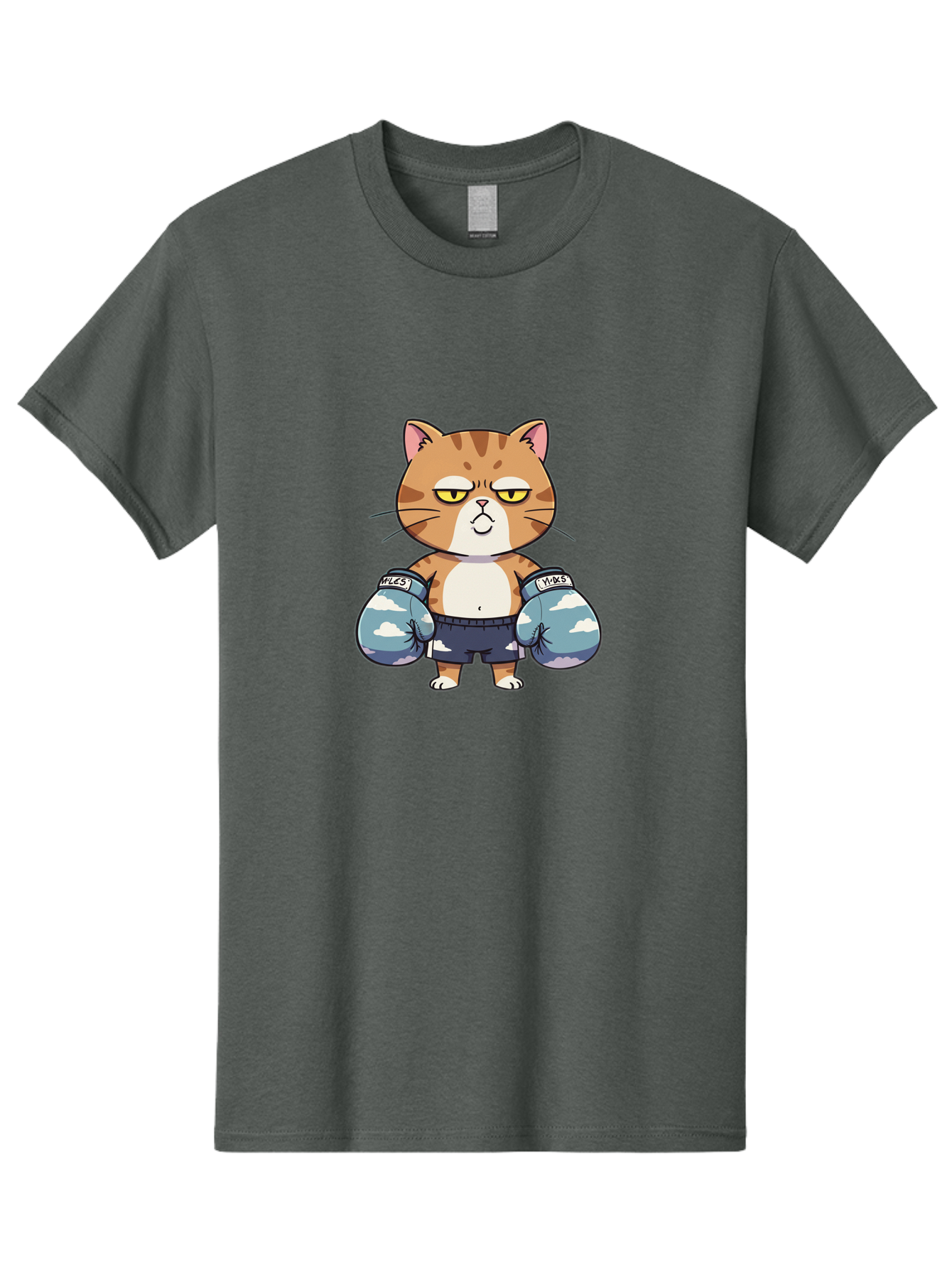 Milo-Cat Men'S Graphic Tee, 100% Cotton, Comfortable Casual Summer Wear, Machine Washable, Cartoon Cat, Boxing Gloves, Meows, Cat Boxing, Funny Cat, Animal Character, Cartoon Character, Boxing Cat, Feline, Cat With Gloves, Cat In Shorts Bae505 1