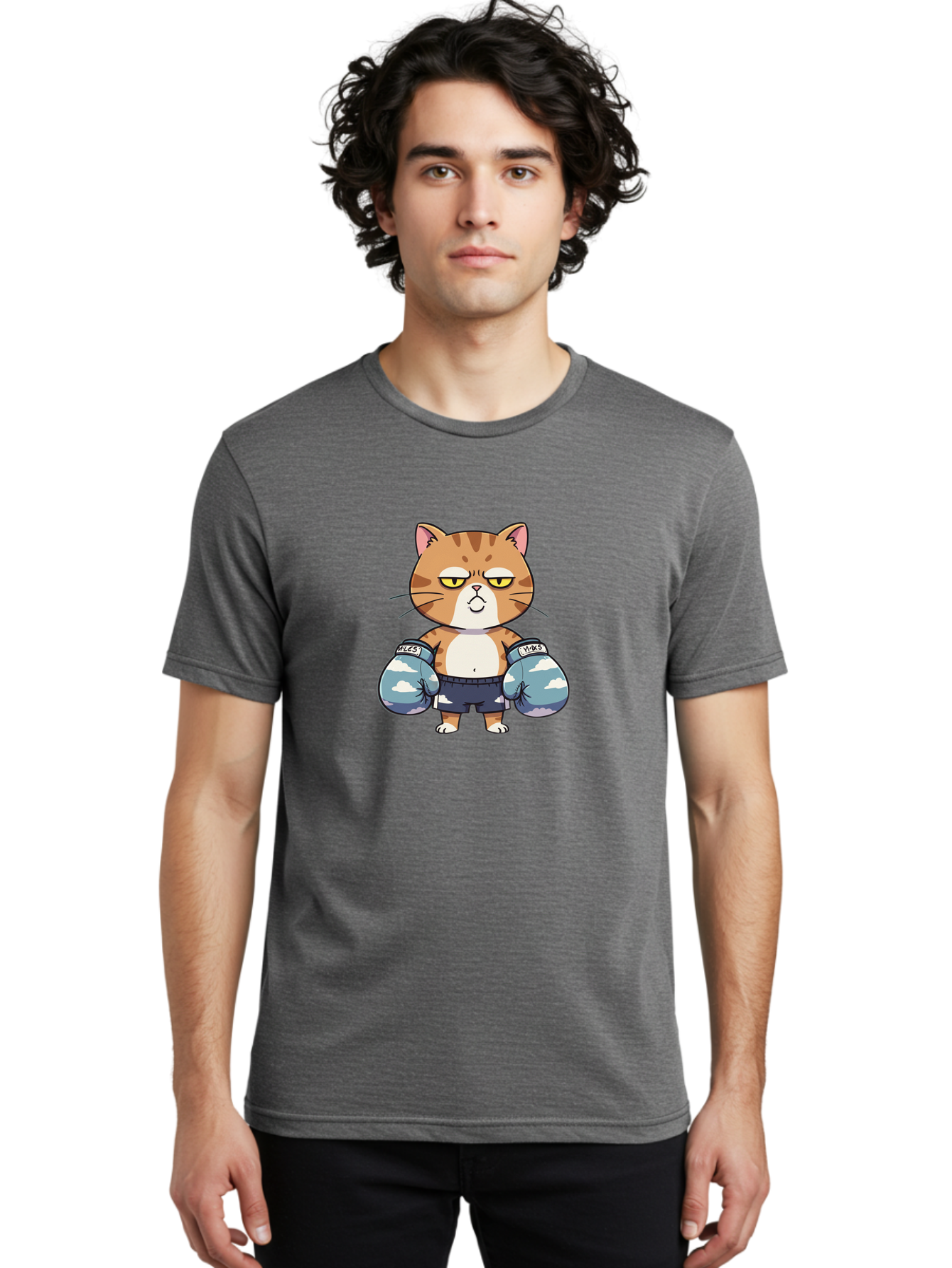 Milo-Cat Men'S Graphic Tee, 100% Cotton, Comfortable Casual Summer Wear, Machine Washable, Cartoon Cat, Boxing Gloves, Meows, Cat Boxing, Funny Cat, Animal Character, Cartoon Character, Boxing Cat, Feline, Cat With Gloves, Cat In Shorts Bae505 28
