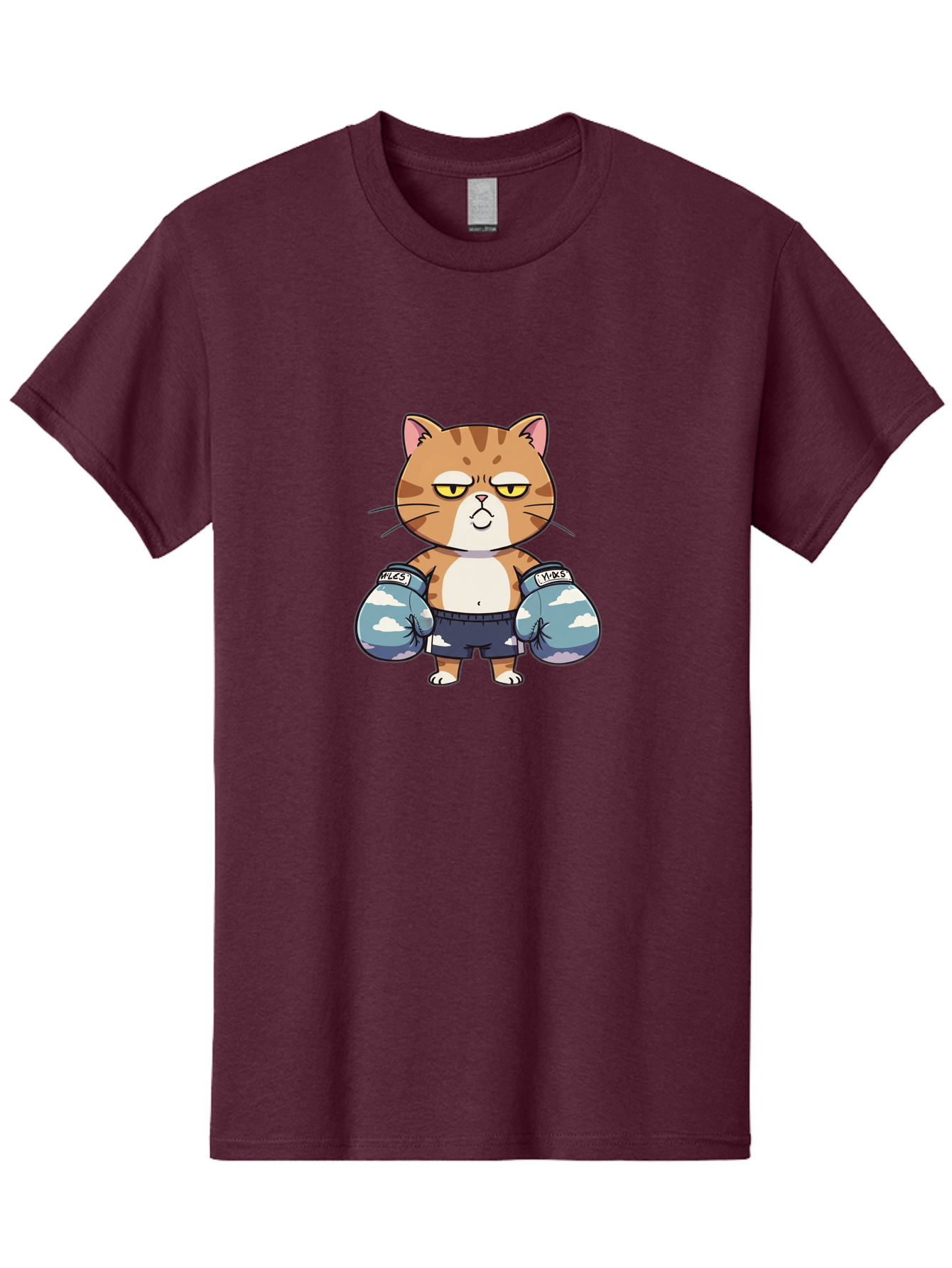 Milo-Cat Men'S Graphic Tee, 100% Cotton, Comfortable Casual Summer Wear, Machine Washable, Cartoon Cat, Boxing Gloves, Meows, Cat Boxing, Funny Cat, Animal Character, Cartoon Character, Boxing Cat, Feline, Cat With Gloves, Cat In Shorts Bae505 5
