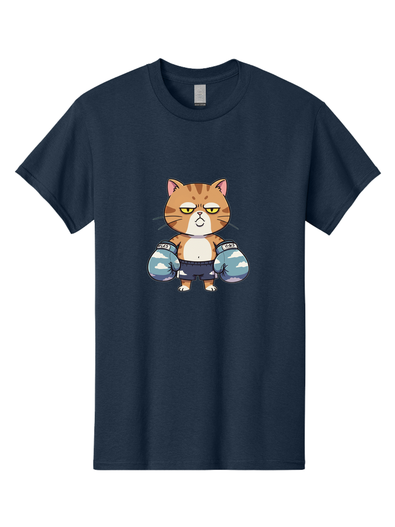 Milo-Cat Men'S Graphic Tee, 100% Cotton, Comfortable Casual Summer Wear, Machine Washable, Cartoon Cat, Boxing Gloves, Meows, Cat Boxing, Funny Cat, Animal Character, Cartoon Character, Boxing Cat, Feline, Cat With Gloves, Cat In Shorts Bae505 4