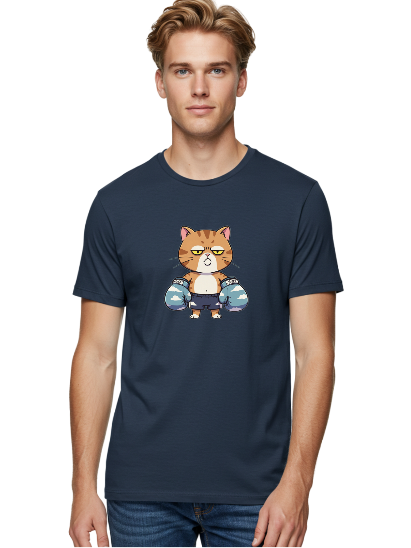 Milo-Cat Men'S Graphic Tee, 100% Cotton, Comfortable Casual Summer Wear, Machine Washable, Cartoon Cat, Boxing Gloves, Meows, Cat Boxing, Funny Cat, Animal Character, Cartoon Character, Boxing Cat, Feline, Cat With Gloves, Cat In Shorts Bae505 19