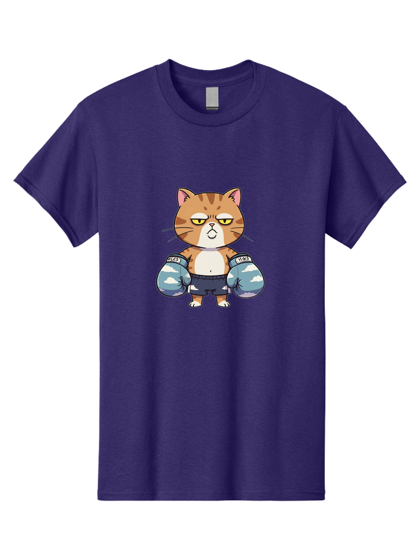 Milo-Cat Men'S Graphic Tee, 100% Cotton, Comfortable Casual Summer Wear, Machine Washable, Cartoon Cat, Boxing Gloves, Meows, Cat Boxing, Funny Cat, Animal Character, Cartoon Character, Boxing Cat, Feline, Cat With Gloves, Cat In Shorts Bae505 3