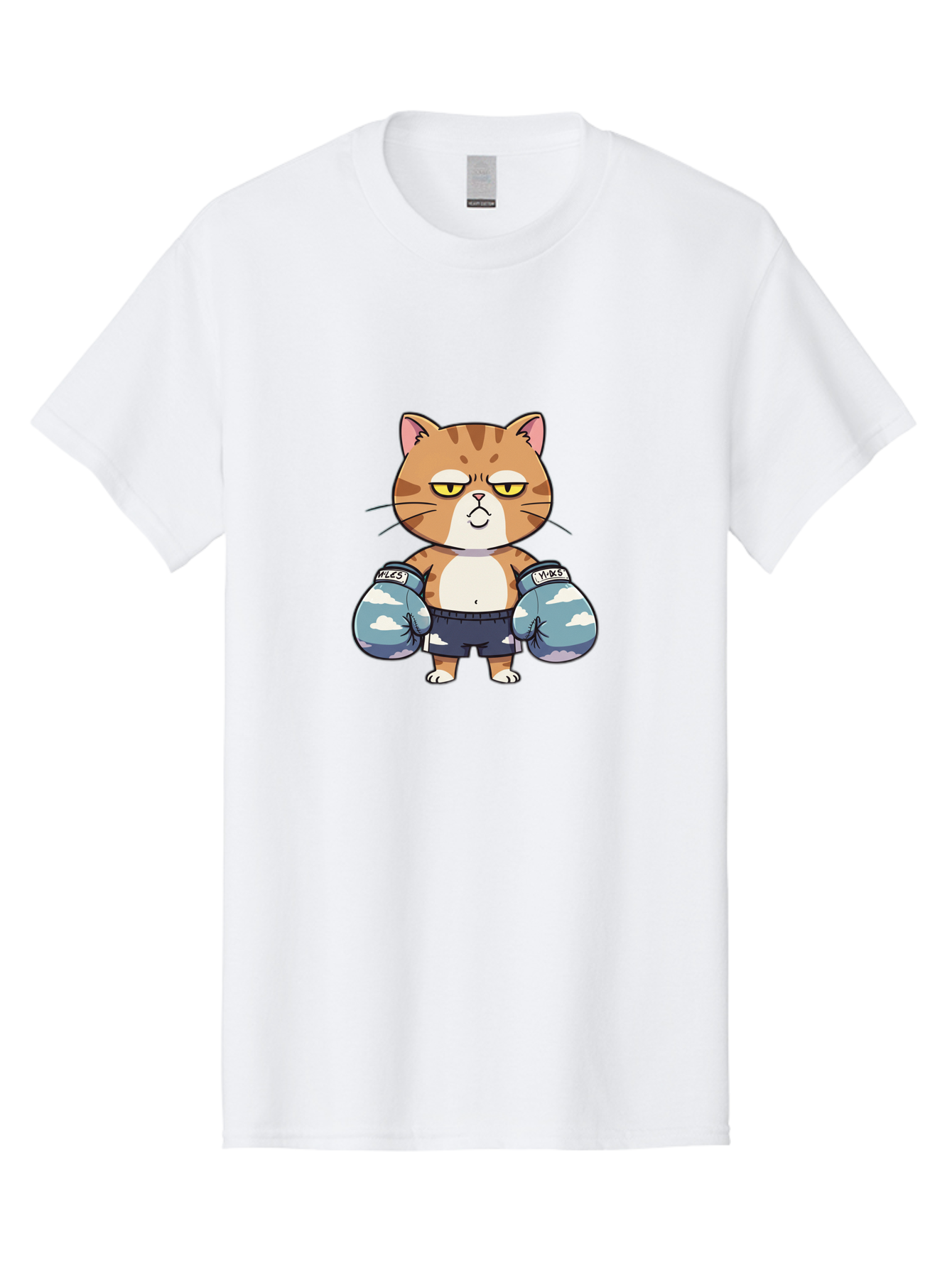 Milo-Cat Men'S Graphic Tee, 100% Cotton, Comfortable Casual Summer Wear, Machine Washable, Cartoon Cat, Boxing Gloves, Meows, Cat Boxing, Funny Cat, Animal Character, Cartoon Character, Boxing Cat, Feline, Cat With Gloves, Cat In Shorts Bae505 7
