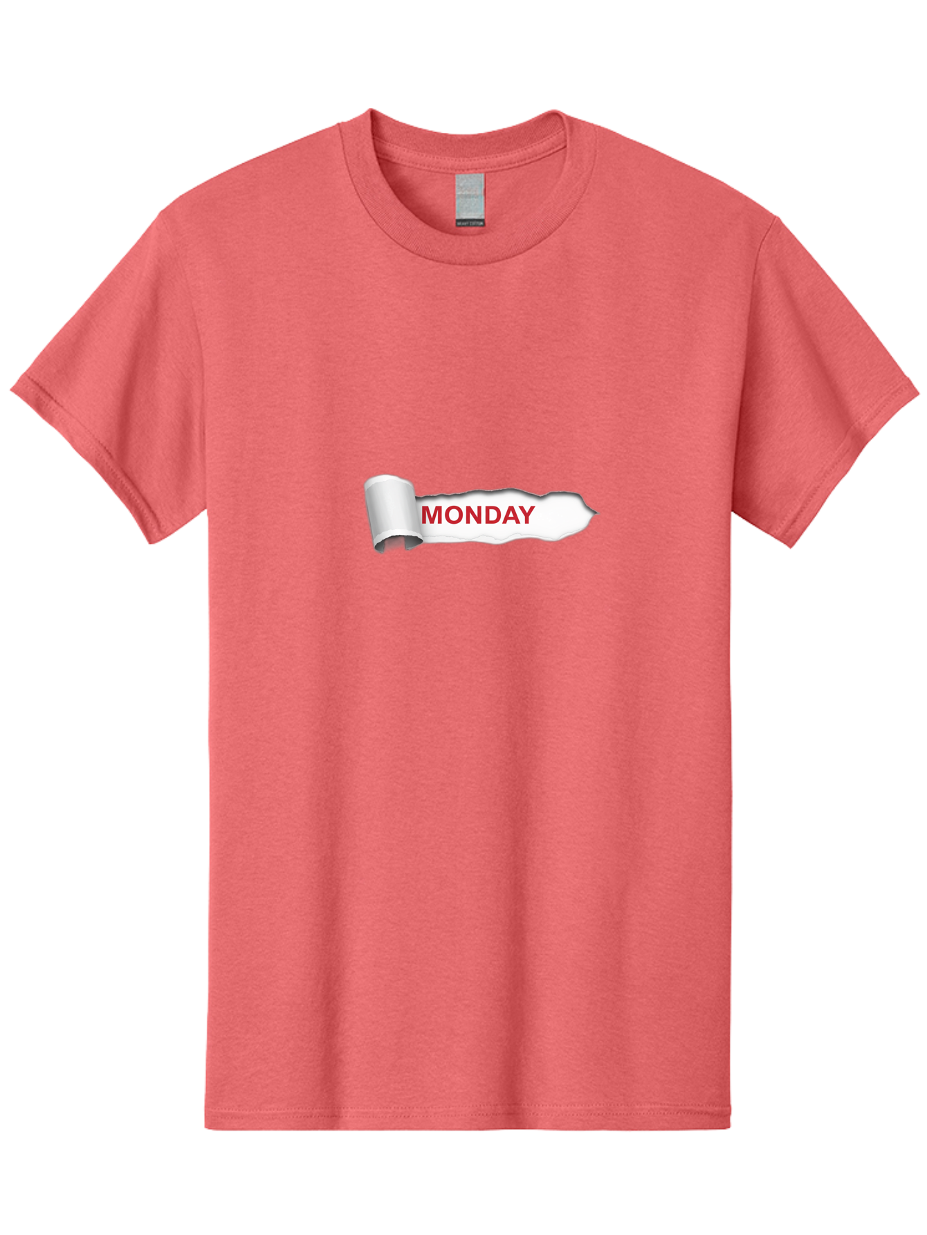 Monday-2 Men'S Graphic Tee, 100% Cotton, Comfortable Casual Summer Wear, Machine Washable, Ripped Paper, Monday Motivation, Bold Red Text, Crumpled Edge, Creative Design, Day Of The Week, Office Decor Bae509 9