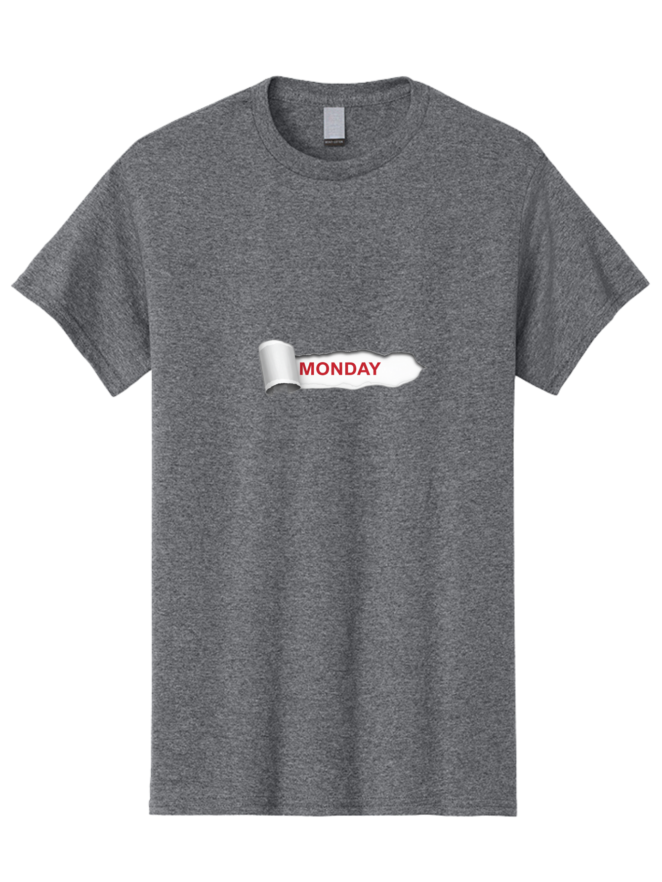 Monday-2 Men'S Graphic Tee, 100% Cotton, Comfortable Casual Summer Wear, Machine Washable, Ripped Paper, Monday Motivation, Bold Red Text, Crumpled Edge, Creative Design, Day Of The Week, Office Decor Bae509 8