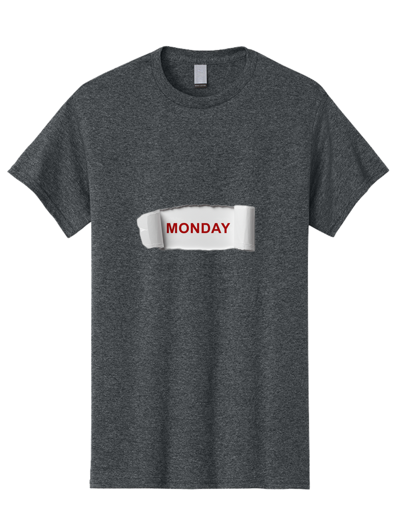 Monday-4 Men'S Graphic Tee, 100% Cotton, Comfortable Casual Summer Wear, Machine Washable, Monday Motivation, Ripped Paper Effect, Red Text, Bold Font, Creative Design, Office Supplies, Workplace Inspiration, Calendar Day, Weekly Reminder Bae511 5