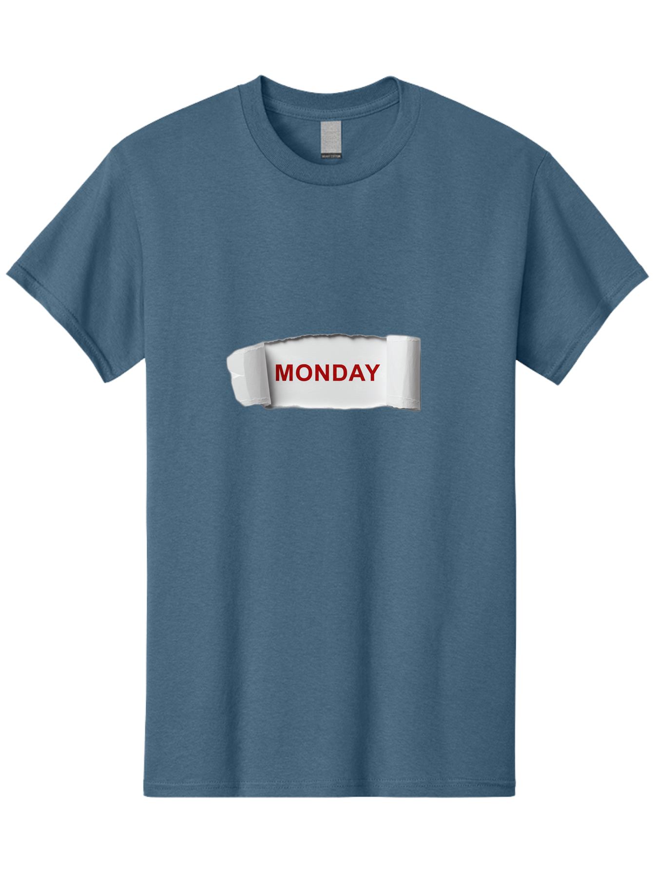 Monday-4 Men'S Graphic Tee, 100% Cotton, Comfortable Casual Summer Wear, Machine Washable, Monday Motivation, Ripped Paper Effect, Red Text, Bold Font, Creative Design, Office Supplies, Workplace Inspiration, Calendar Day, Weekly Reminder Bae511 3