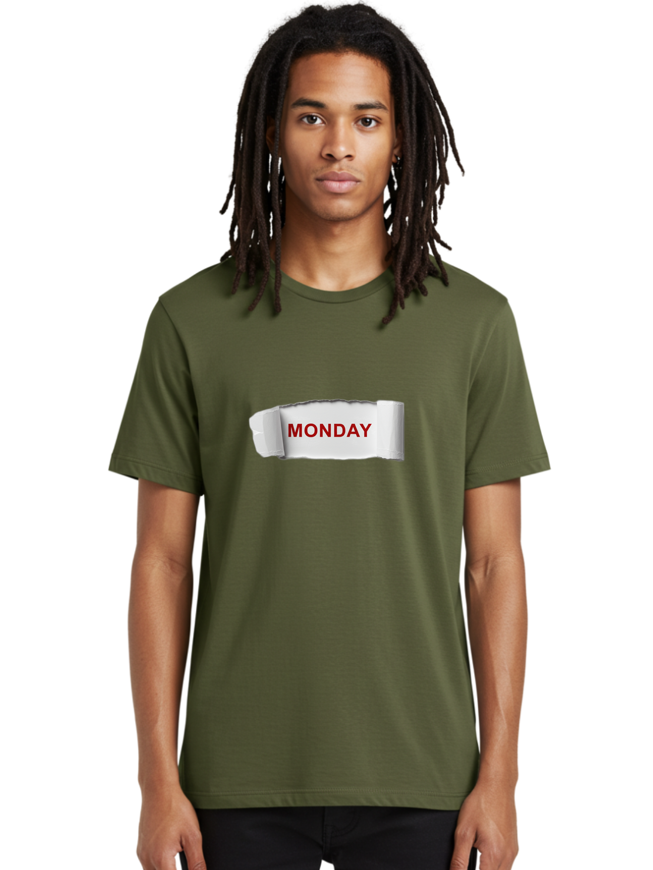 Monday-4 Men'S Graphic Tee, 100% Cotton, Comfortable Casual Summer Wear, Machine Washable, Monday Motivation, Ripped Paper Effect, Red Text, Bold Font, Creative Design, Office Supplies, Workplace Inspiration, Calendar Day, Weekly Reminder Bae511 19