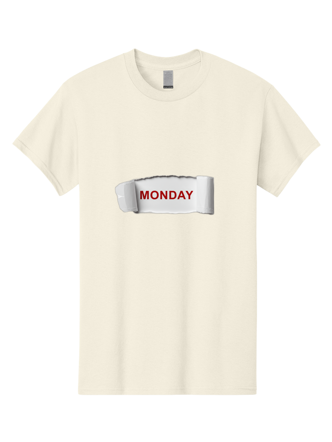 Monday-4 Men'S Graphic Tee, 100% Cotton, Comfortable Casual Summer Wear, Machine Washable, Monday Motivation, Ripped Paper Effect, Red Text, Bold Font, Creative Design, Office Supplies, Workplace Inspiration, Calendar Day, Weekly Reminder Bae511 9