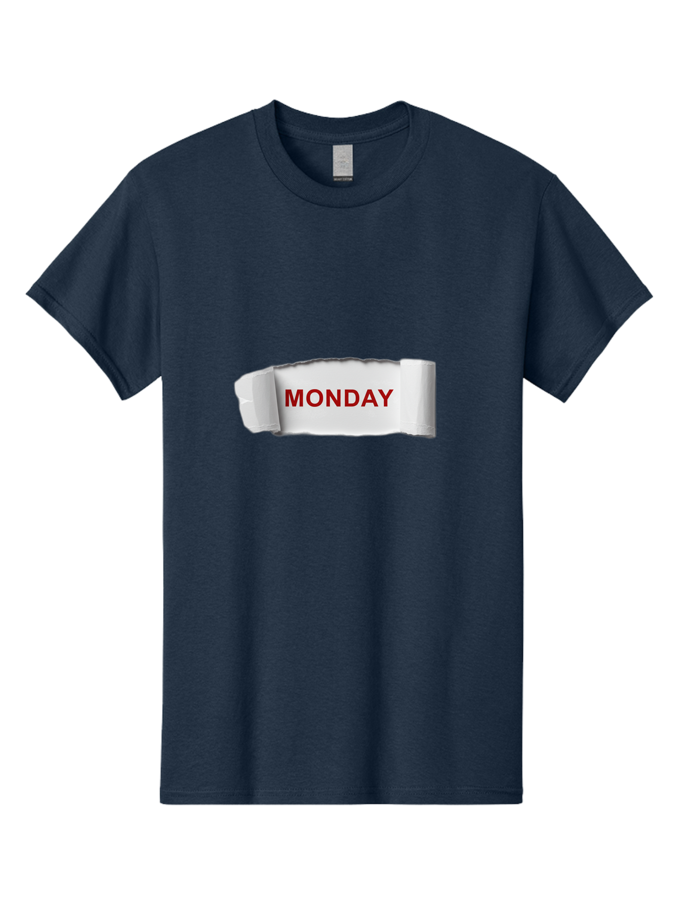 Monday-4 Men'S Graphic Tee, 100% Cotton, Comfortable Casual Summer Wear, Machine Washable, Monday Motivation, Ripped Paper Effect, Red Text, Bold Font, Creative Design, Office Supplies, Workplace Inspiration, Calendar Day, Weekly Reminder Bae511 11