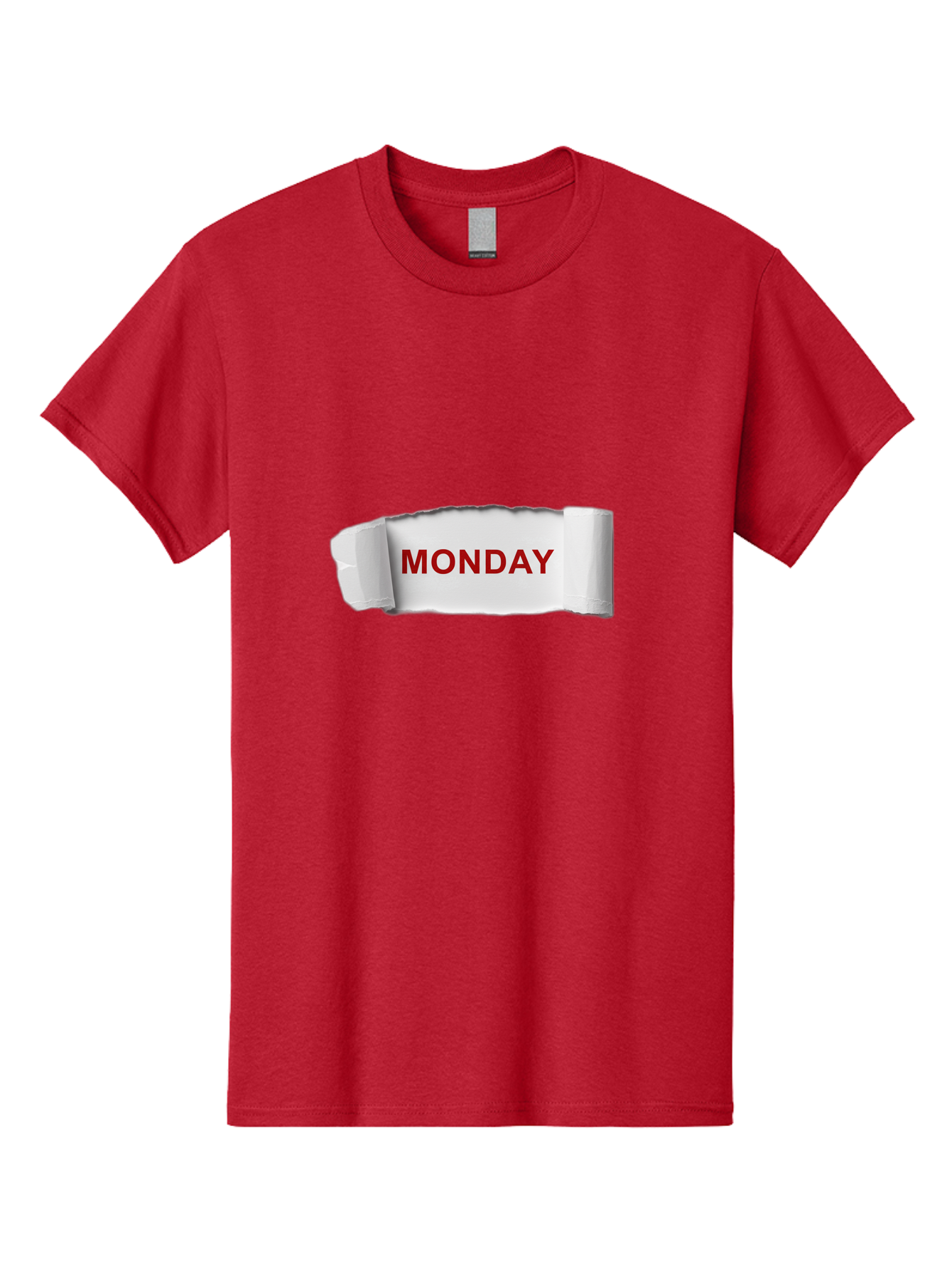Monday-4 Men'S Graphic Tee, 100% Cotton, Comfortable Casual Summer Wear, Machine Washable, Monday Motivation, Ripped Paper Effect, Red Text, Bold Font, Creative Design, Office Supplies, Workplace Inspiration, Calendar Day, Weekly Reminder Bae511 14