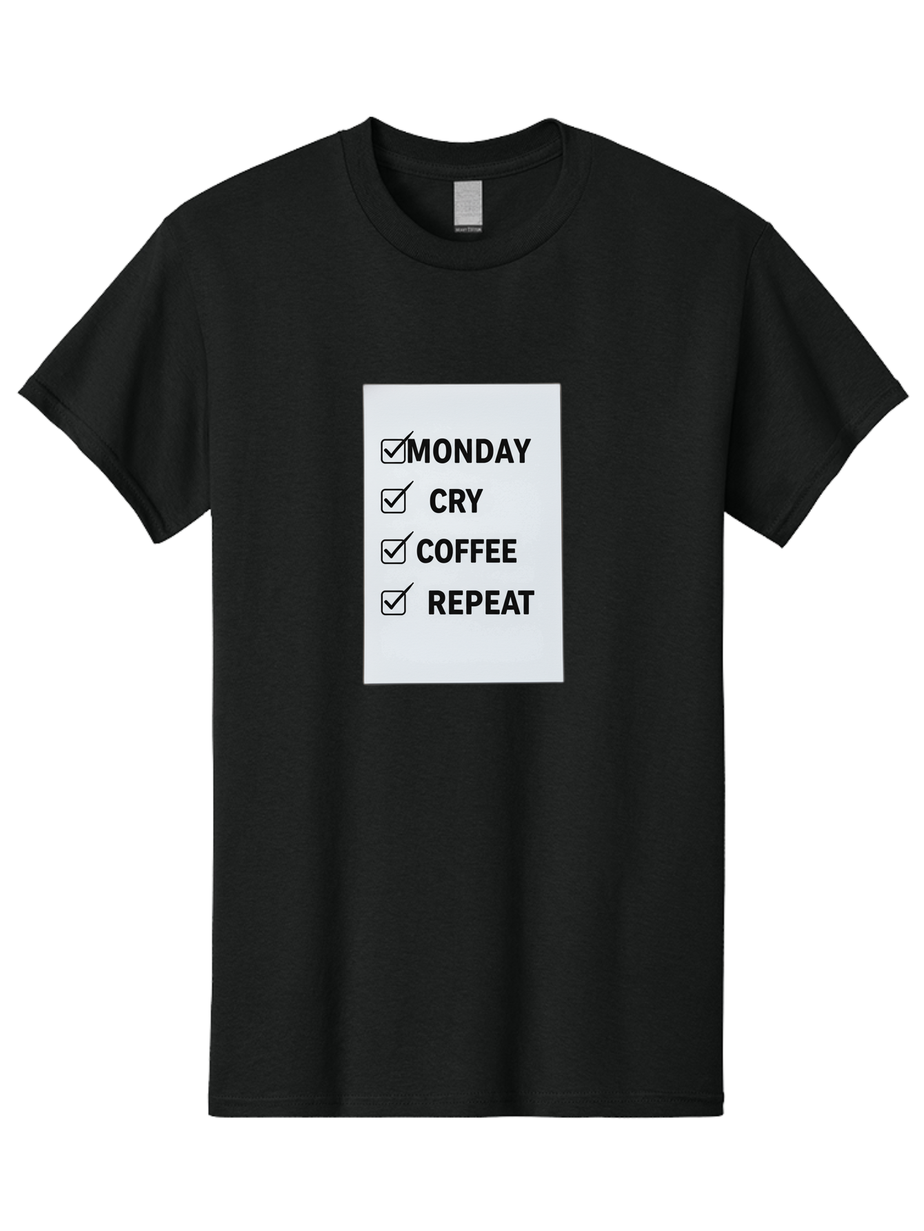 Monday-Cry-Coffee-Repeat-1 Men'S Graphic Tee, 100% Cotton, Comfortable Casual Summer Wear, Machine Washable, Monday Motivation, Funny To-Do List, Coffee Humor, Monday Blues, Office Humor, Work Life Balance, Morning Routine, Coffee Break Bae514 12